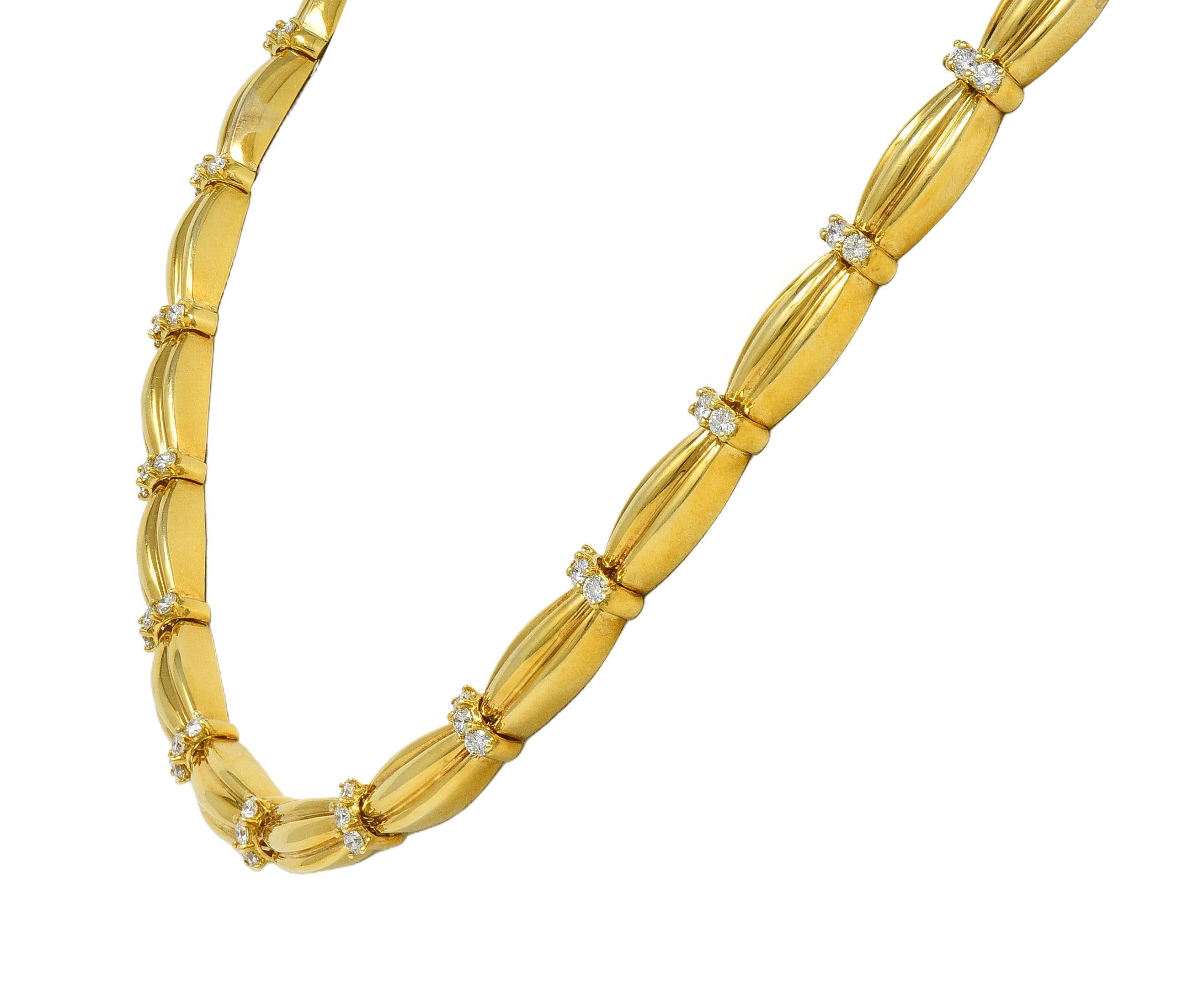 Tiffany & Co. 1992 1,04 CTW Diamond 18 Karat Yellow Gold Collana a nastro vintage In condizioni ottime in vendita a Philadelphia, PA