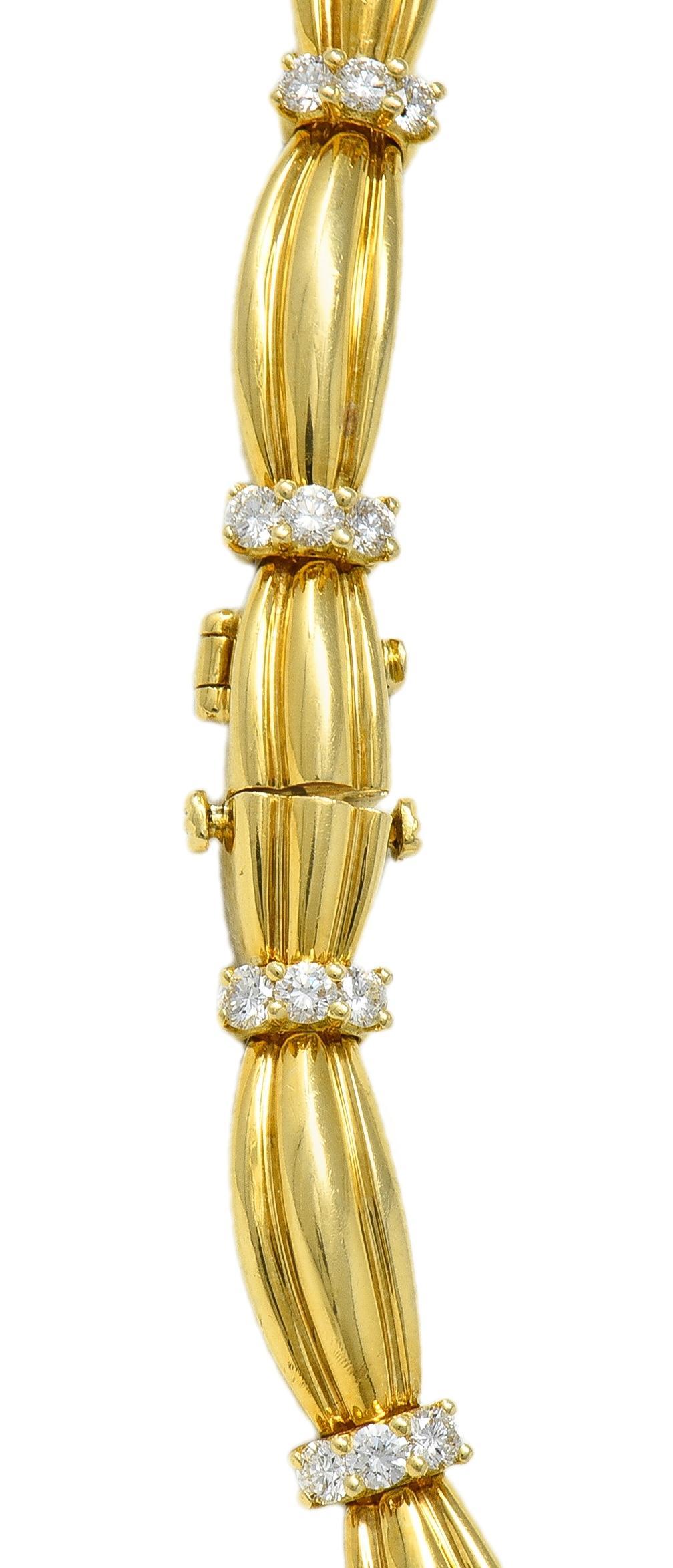 Tiffany & Co. 1992 1,04 CTW Diamond 18 Karat Yellow Gold Collana a nastro vintage in vendita 2