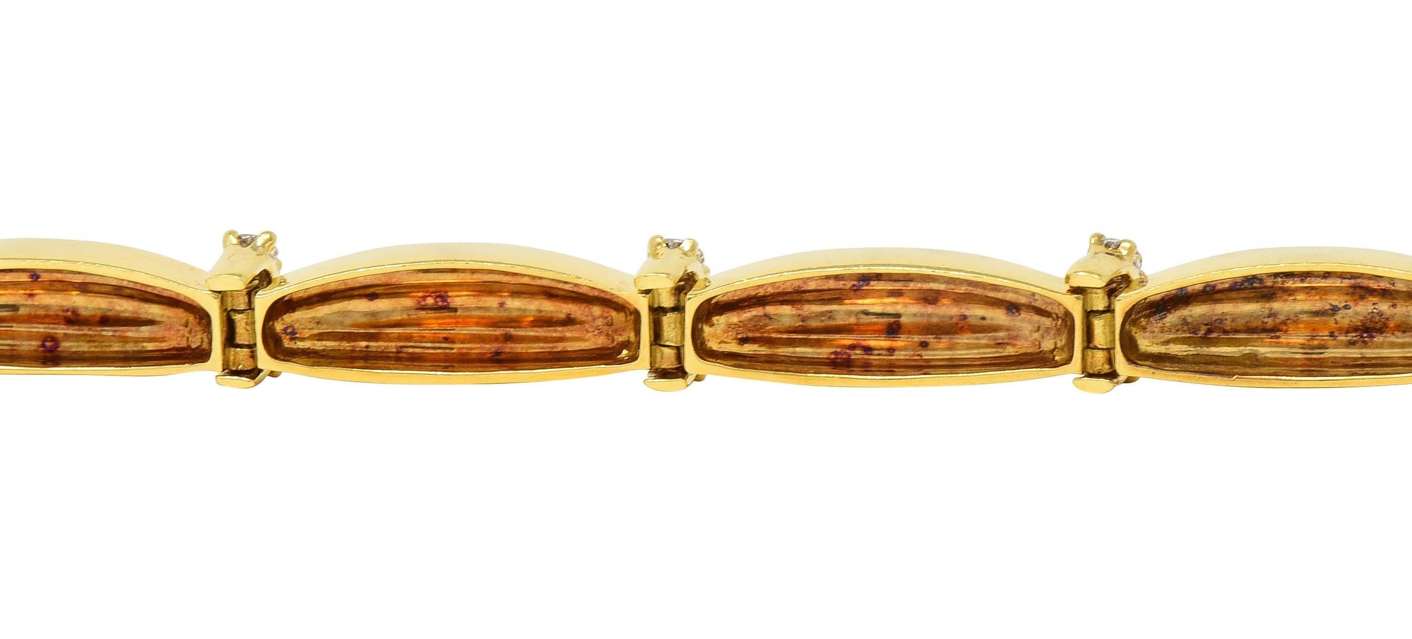 Tiffany & Co. 1992 1.50 CTW Diamond 18 Karat Yellow Gold Vintage Ribbon Bracelet 3