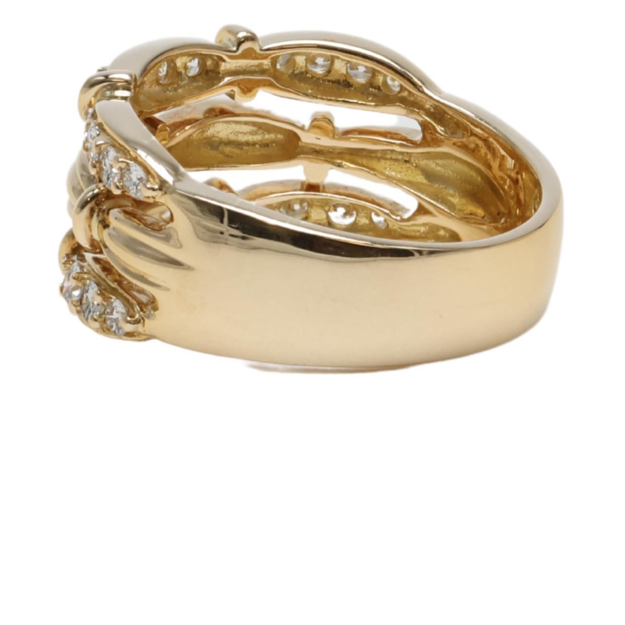 Tiffany & Co. 3reihiger Diamantring aus 18 Karat Gelbgold mit Diamanten im Zustand „Hervorragend“ im Angebot in Tampa, FL