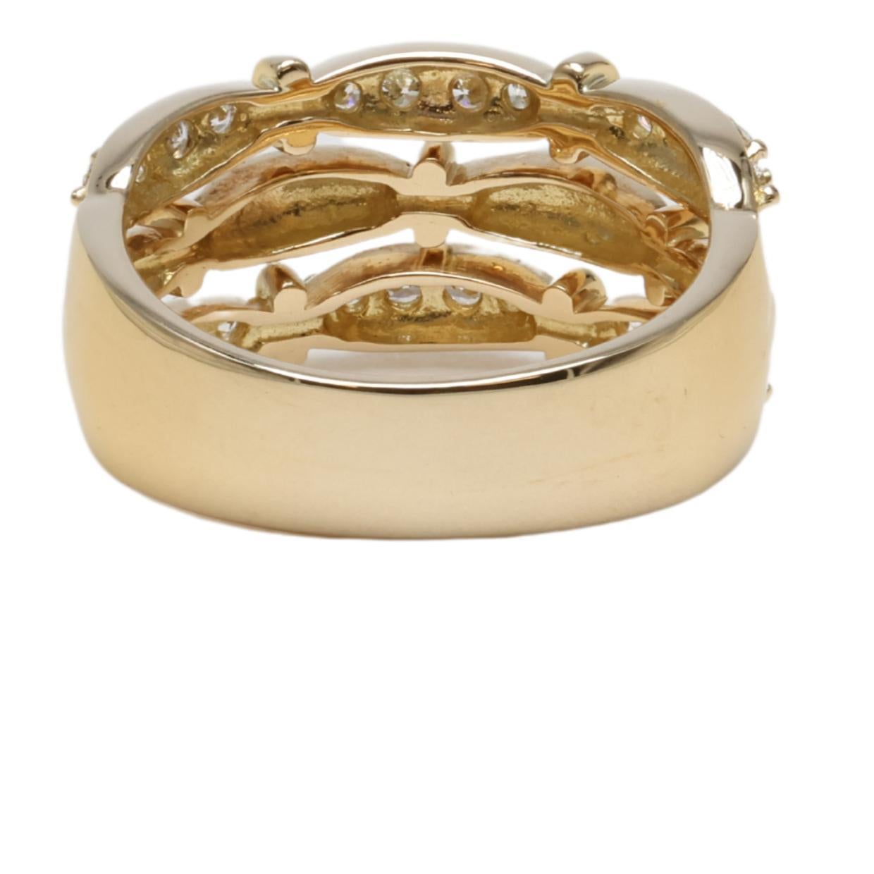 Tiffany & Co. 3reihiger Diamantring aus 18 Karat Gelbgold mit Diamanten für Damen oder Herren im Angebot