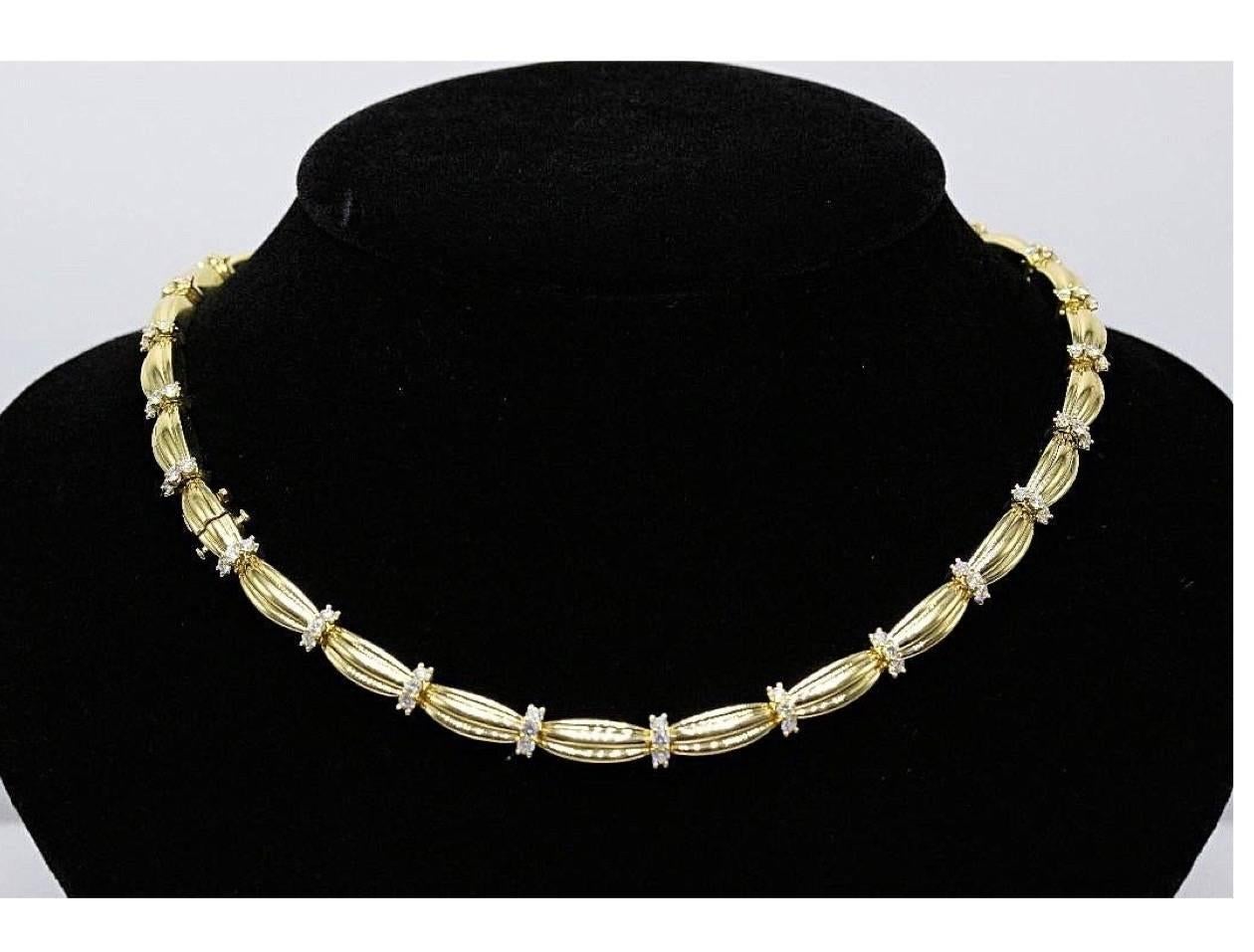 Tiffany & Co. 1992 Diamonds and 18 Karat Yellow Gold Station Necklace 4.00 Carat 2