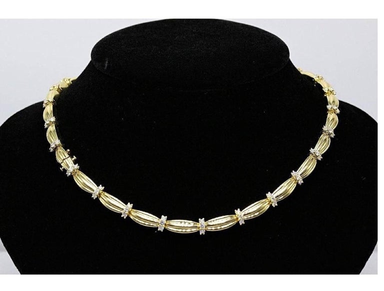 Tiffany and Co. 1992 Diamonds and 18 Karat Yellow Gold Station Necklace