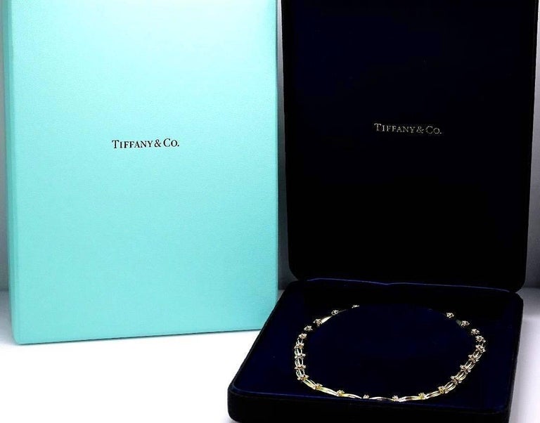 Tiffany and Co. 1992 Diamonds and 18 Karat Yellow Gold Station Necklace
