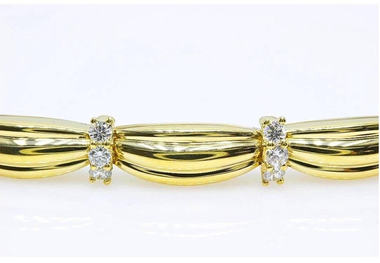 Tiffany & Co. 1992 Diamonds and 18 Karat Yellow Gold Station Necklace 4.00 Carat In Excellent Condition In San Diego, CA