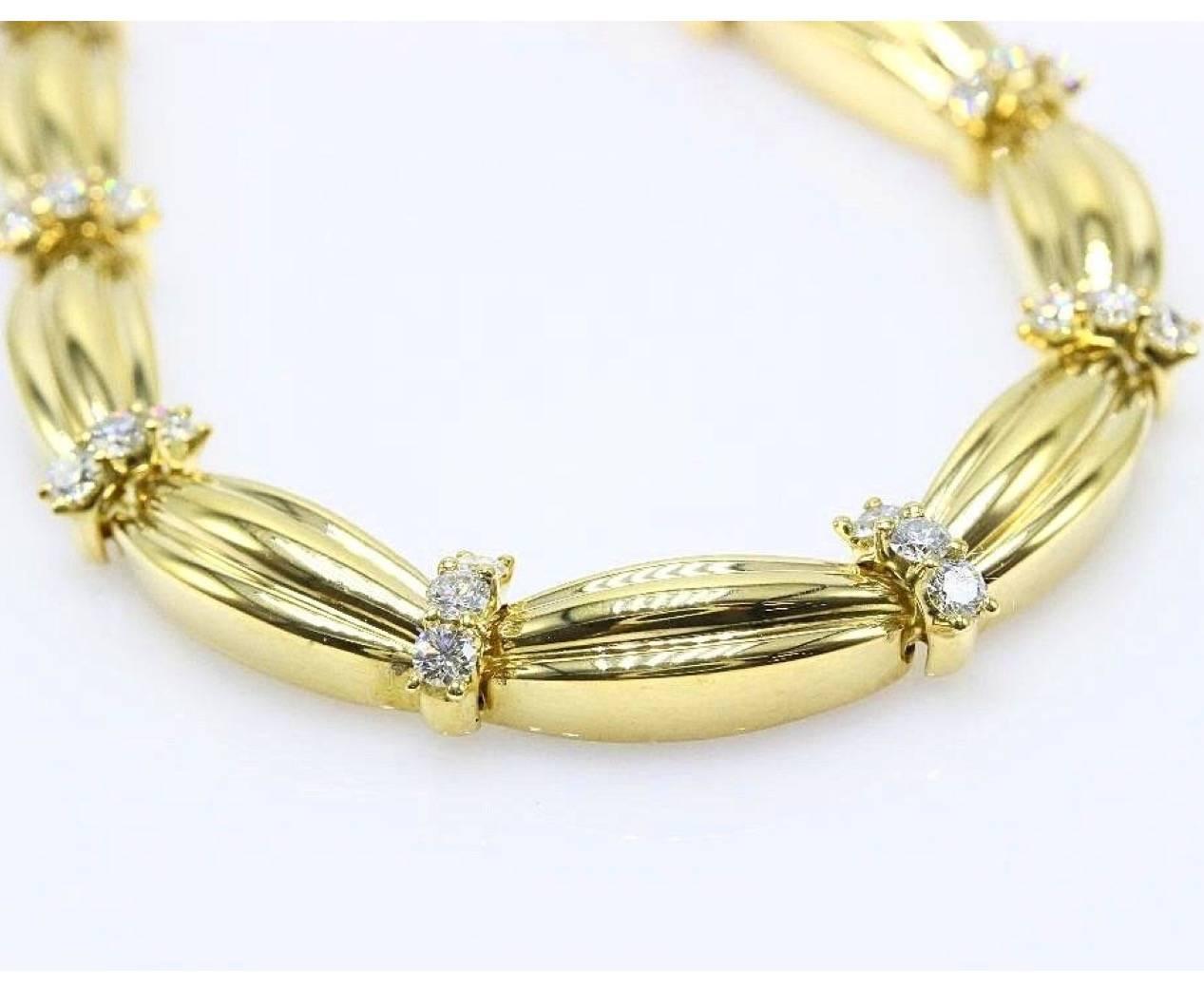 Women's Tiffany & Co. 1992 Diamonds and 18 Karat Yellow Gold Station Necklace 4.00 Carat