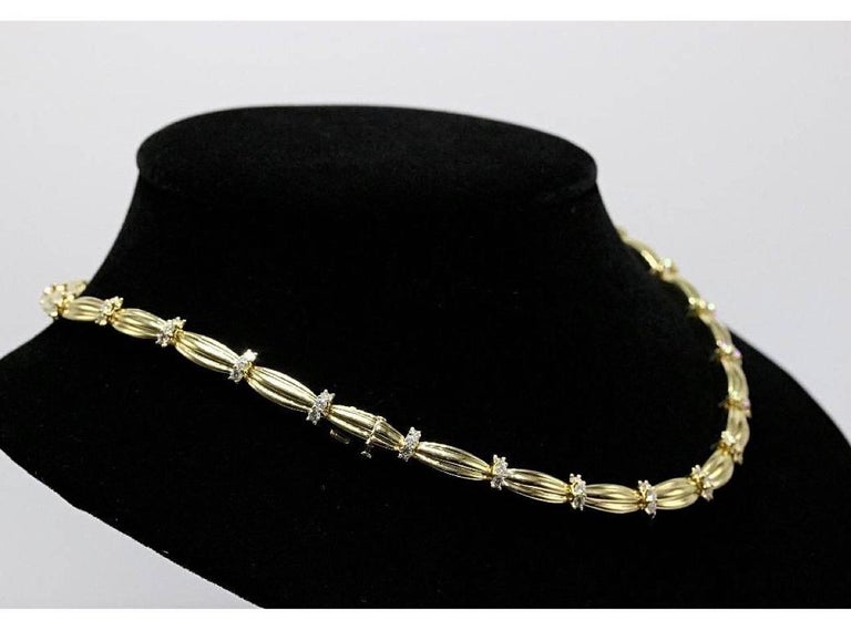 Tiffany and Co. 1992 Diamonds and 18 Karat Yellow Gold Station Necklace