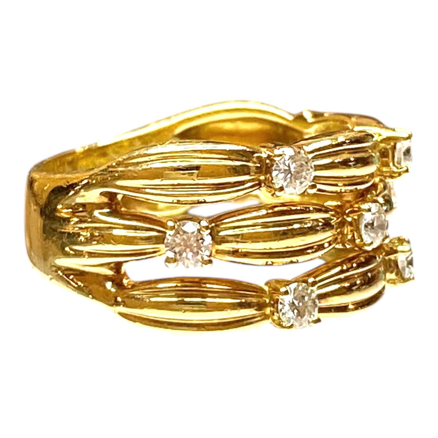 Brilliant Cut Tiffany & Co. 1992 Signature Basket Weaves Diamond Ring