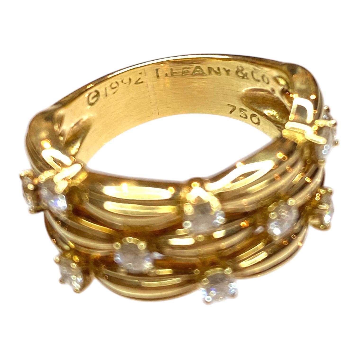 Tiffany & Co. 1992 Signature Basket Weaves Diamond Ring In Good Condition In Henderson, NV