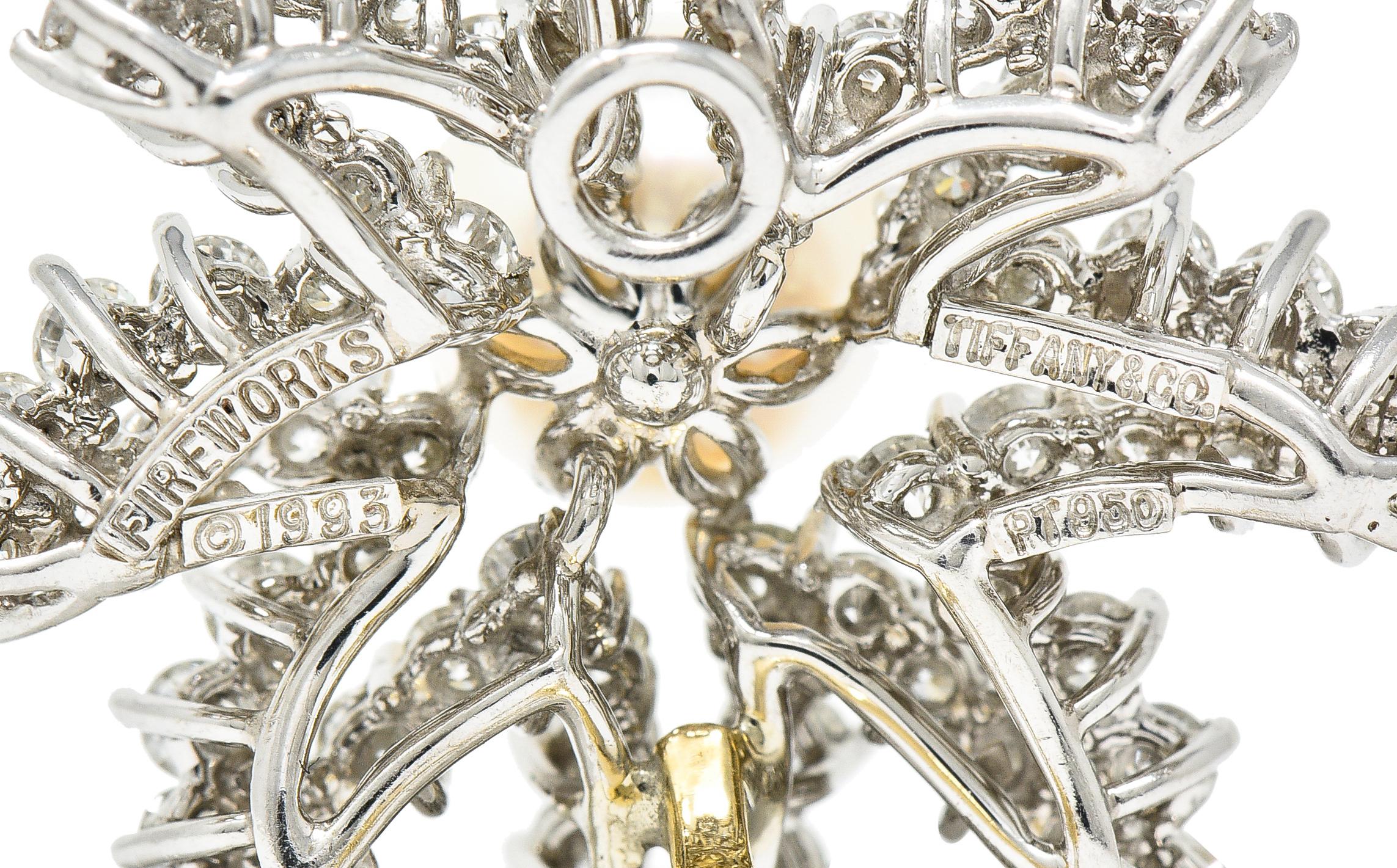 Tiffany & Co. 1993 4,62 Karat Diamant-Perlen-Platin-Feuerwerks-Ohrringe im Zustand „Hervorragend“ im Angebot in Philadelphia, PA