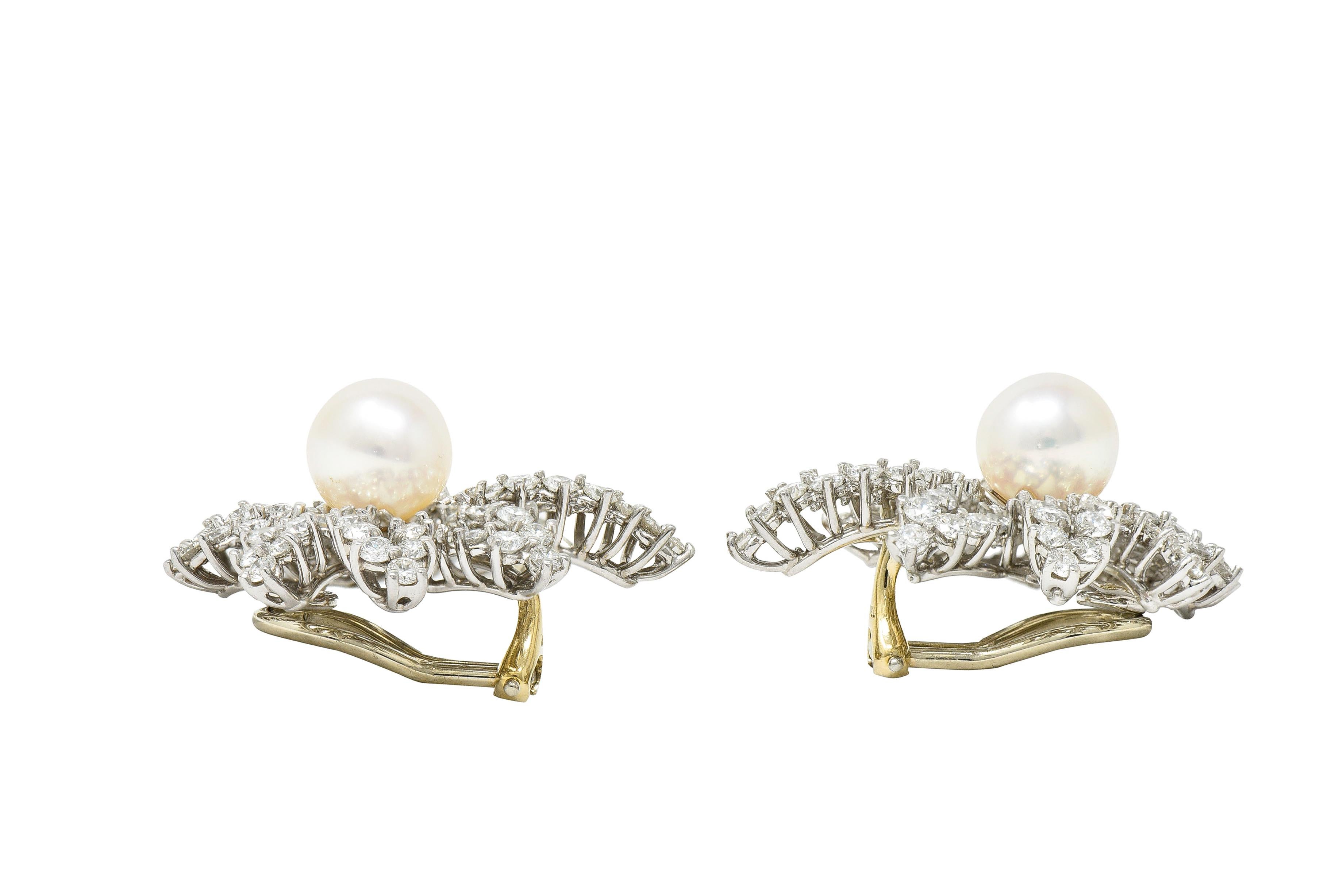 Tiffany & Co. 1993 4,62 Karat Diamant-Perlen-Platin-Feuerwerks-Ohrringe im Angebot 2