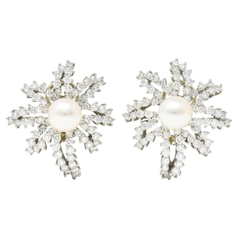 TIFFANY and CO. Pearl Diamond Platinum Frog Earrings at 1stDibs | frog ...