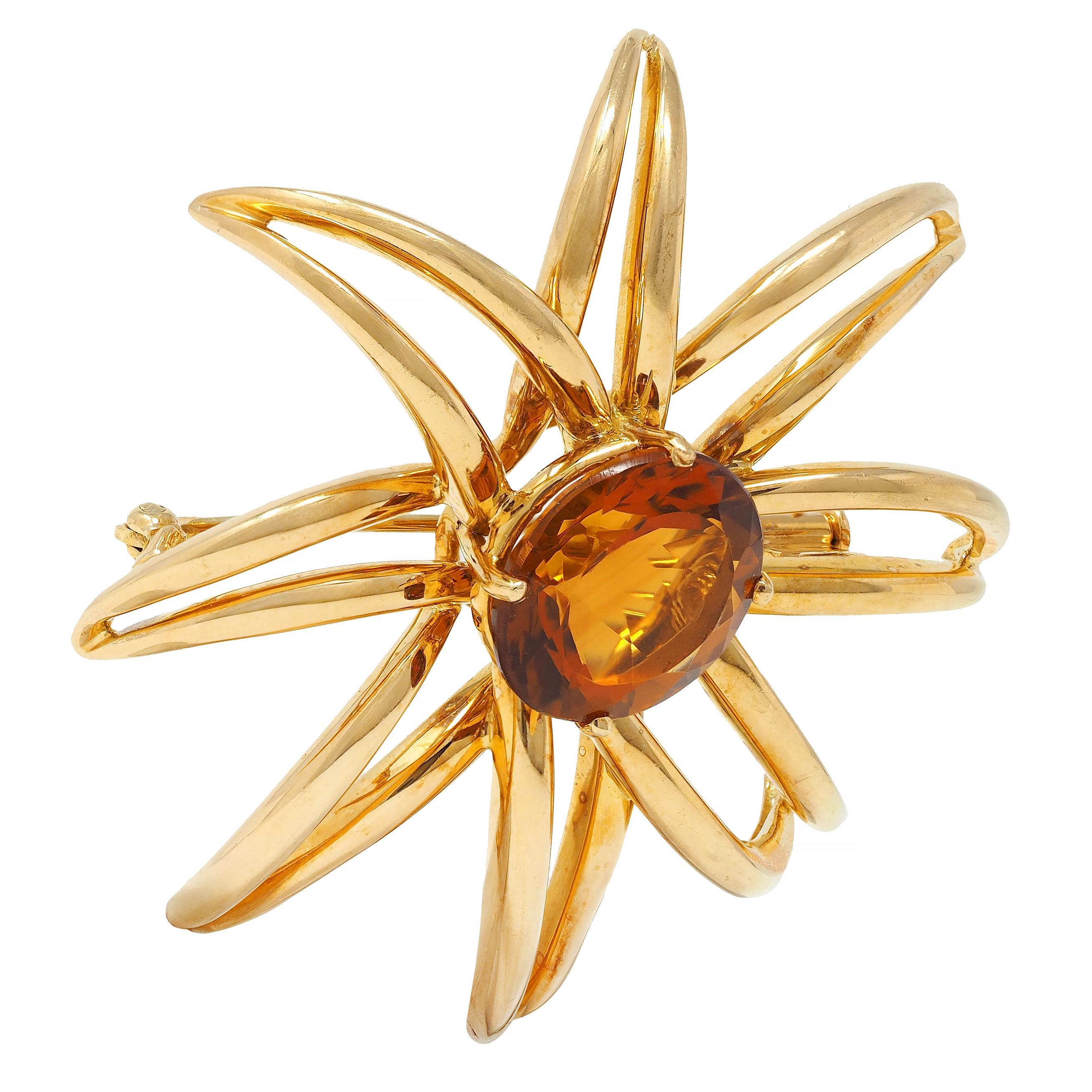Tiffany & Co. 1994 Citrin 18 Karat Gelbgold Vintage Feuerwerk-Brosche, Vintage (Rundschliff) im Angebot