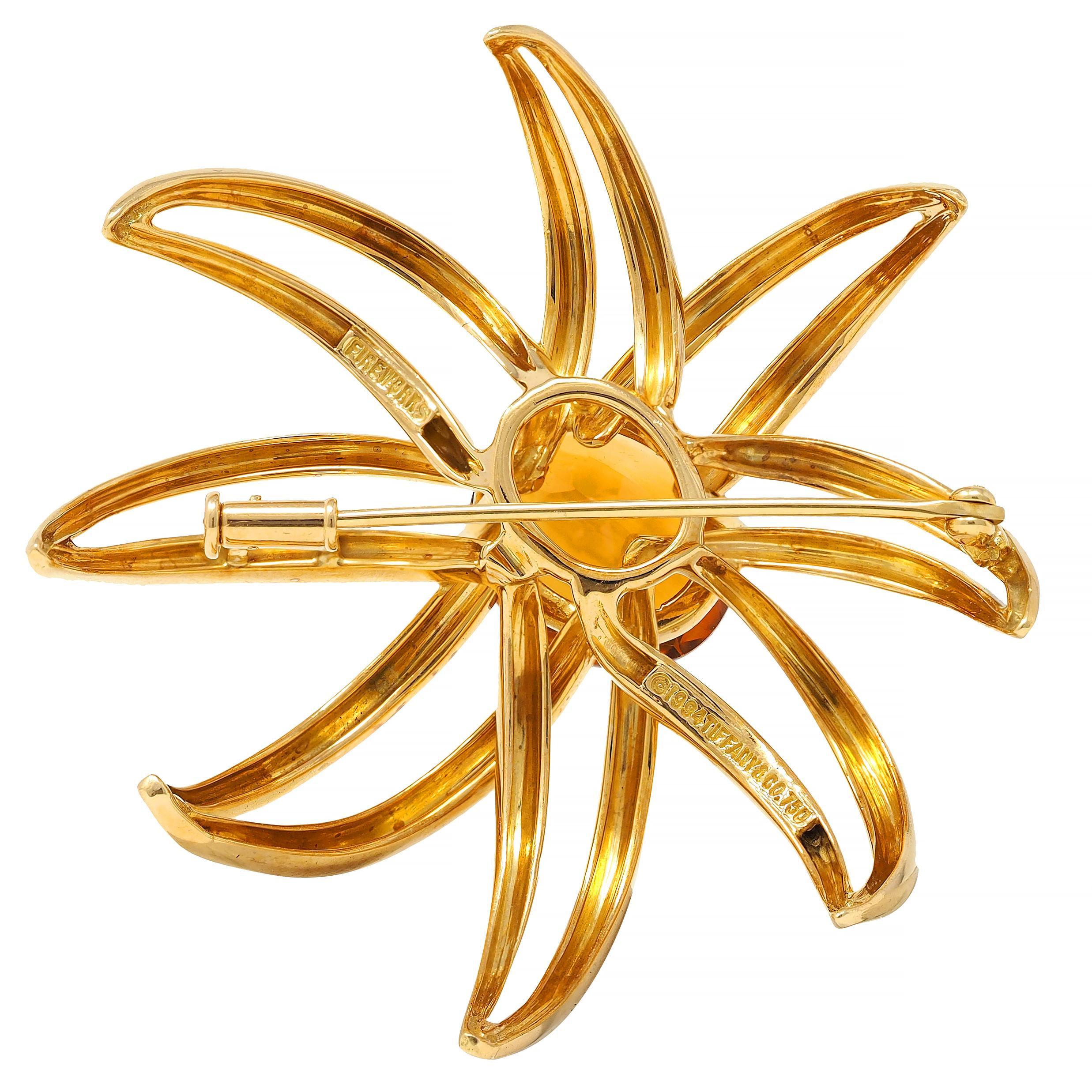Tiffany & Co. 1994 Citrin 18 Karat Gelbgold Vintage Feuerwerk-Brosche, Vintage im Zustand „Hervorragend“ im Angebot in Philadelphia, PA