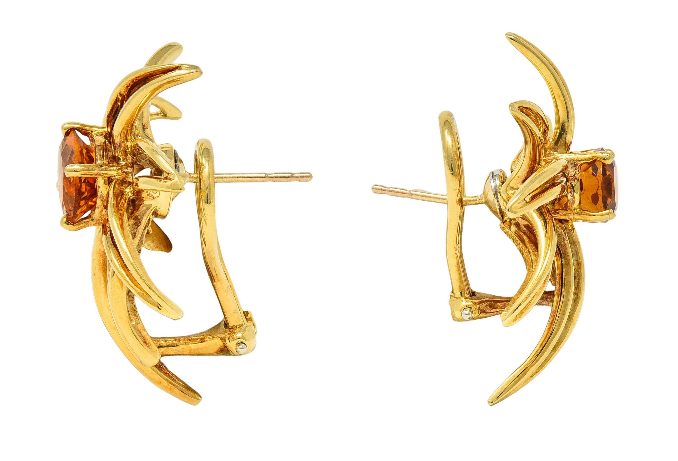 Oval Cut Tiffany & Co. 1994 Citrine 18 Karat Yellow Gold Vintage Fireworks Earrings For Sale