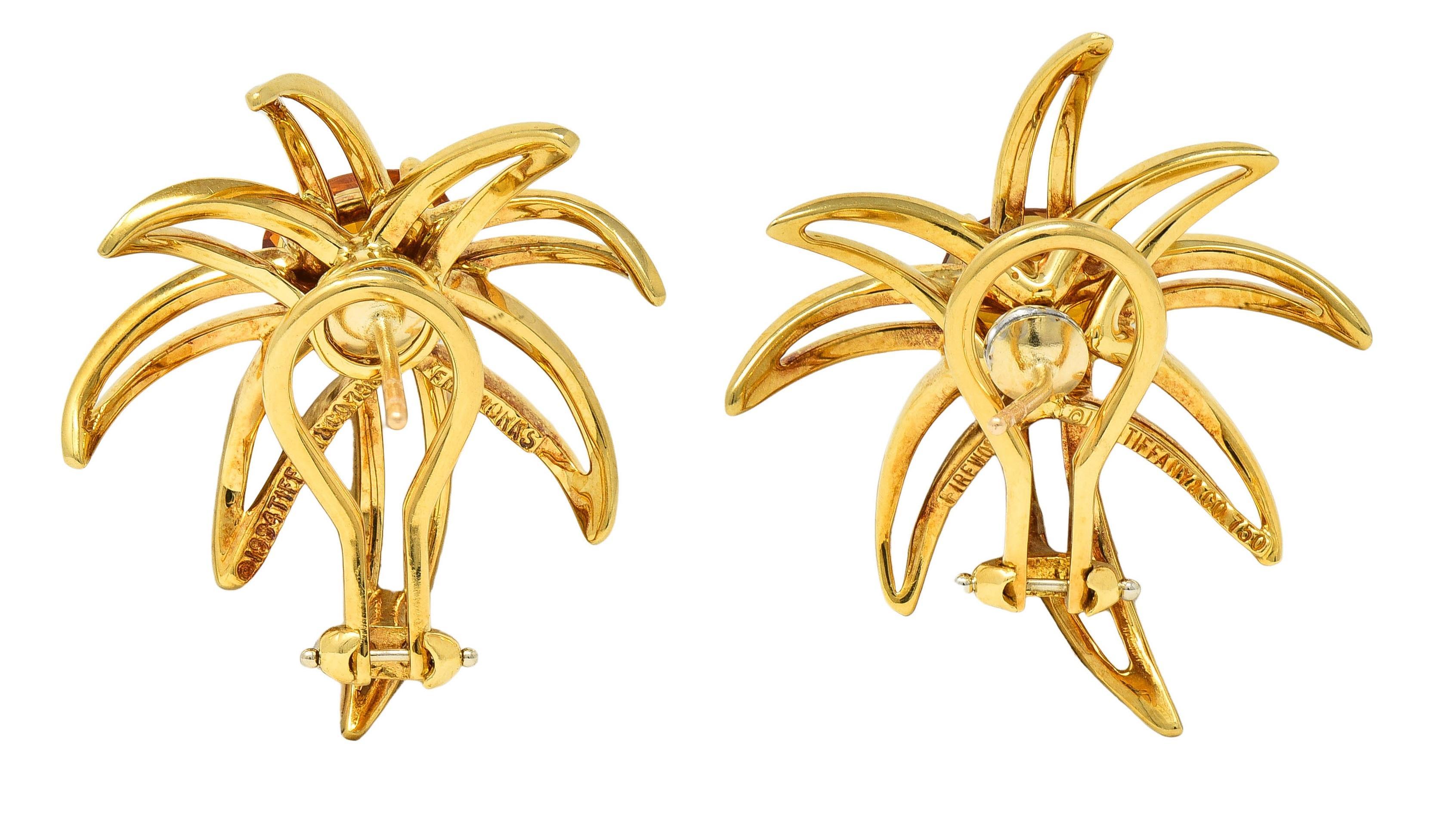 Tiffany & Co. 1994 Citrine 18 Karat Yellow Gold Vintage Fireworks Earrings In Excellent Condition For Sale In Philadelphia, PA