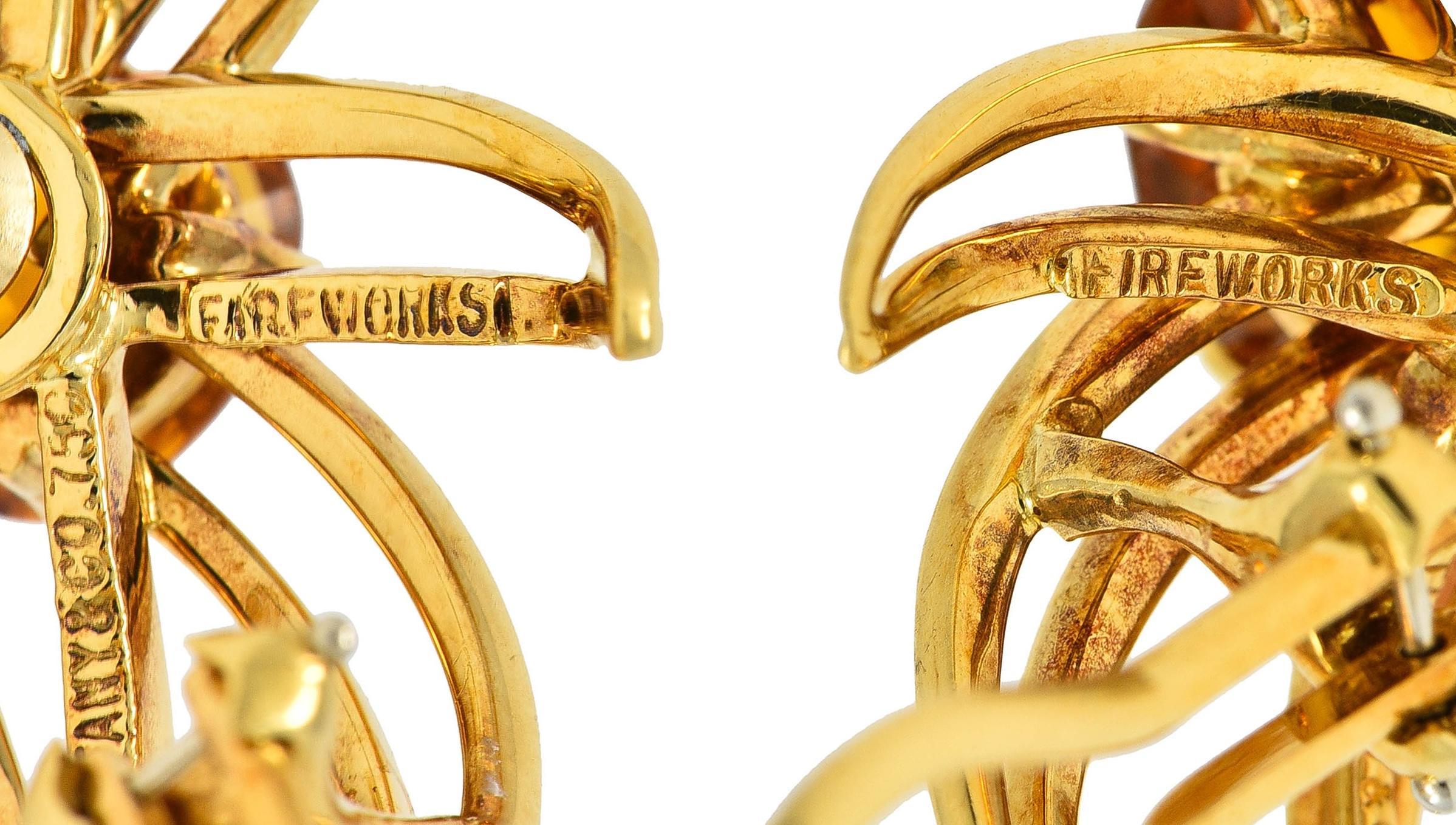 Tiffany & Co. 1994 Citrine 18 Karat Yellow Gold Vintage Fireworks Earrings For Sale 1
