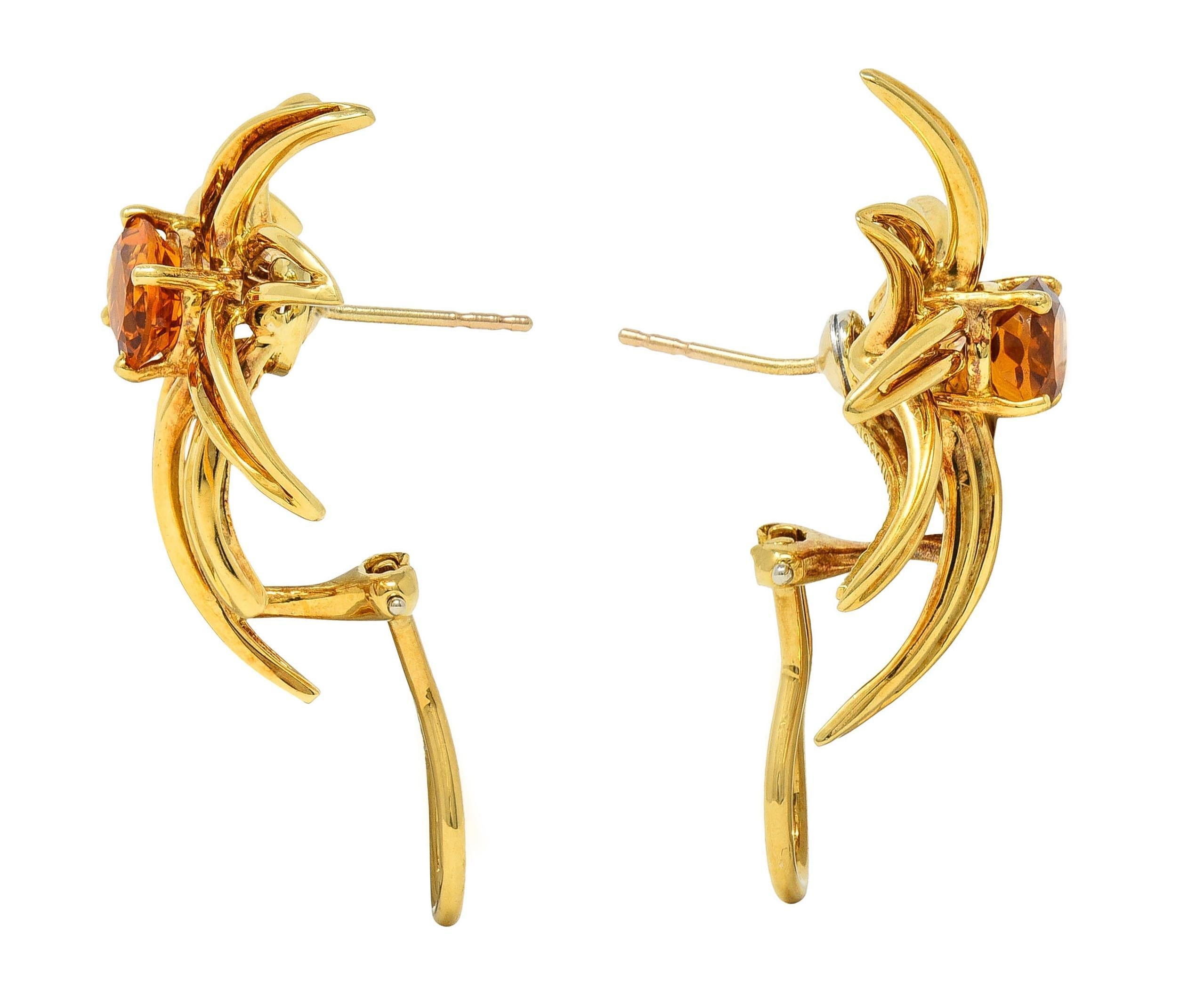 Tiffany & Co. 1994 Citrine 18 Karat Yellow Gold Vintage Fireworks Earrings For Sale 2