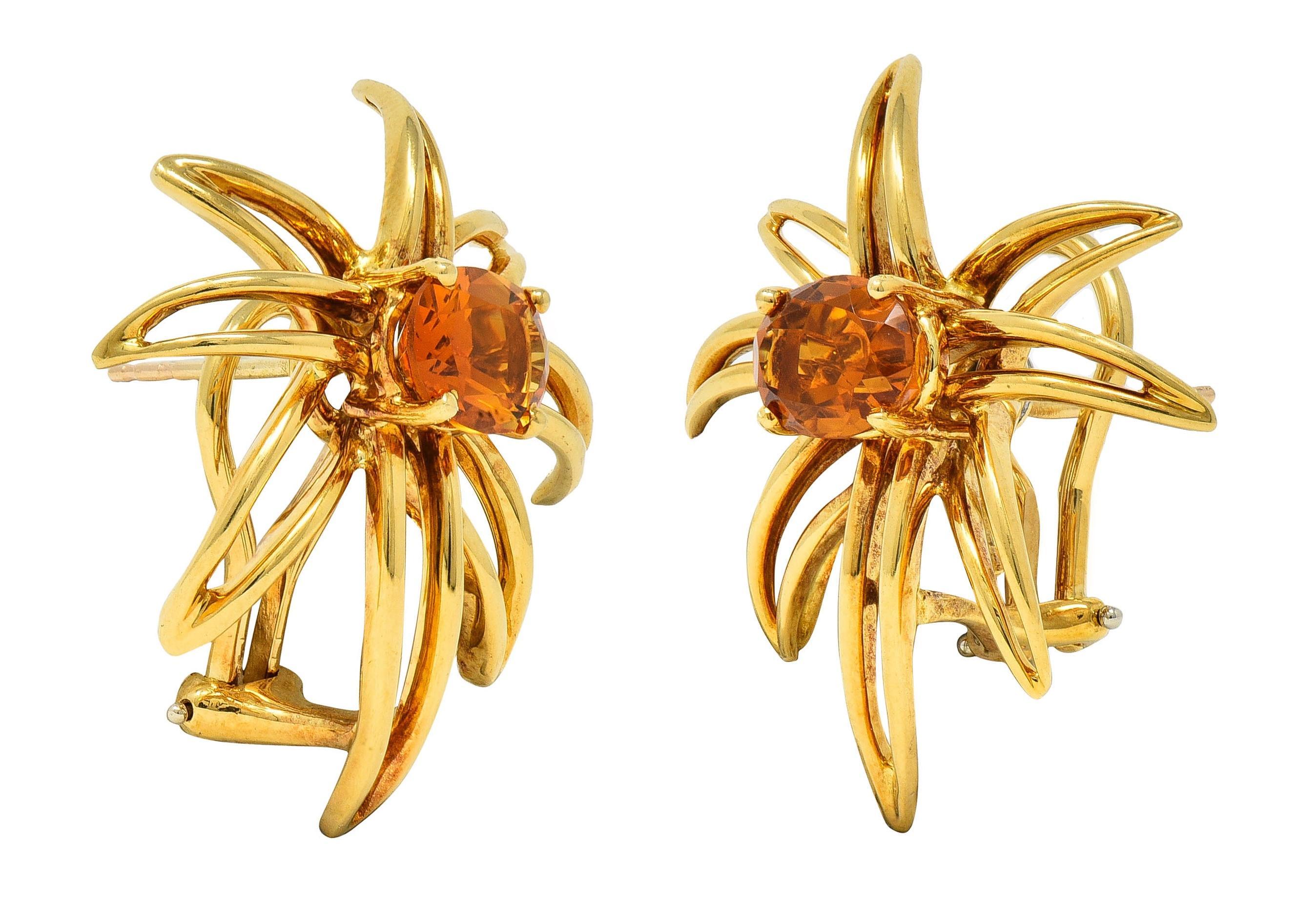 Tiffany & Co. 1994 Citrine 18 Karat Yellow Gold Vintage Fireworks Earrings For Sale 3