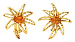 Tiffany & Co. 1994 Pendientes fuegos artificiales vintage citrino oro amarillo 18 quilates