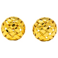 Tiffany & Co. 1995 18 Karat Gold Woven Ear-Clip Earrings