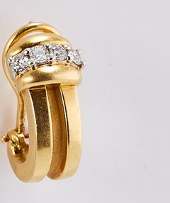 Tiffany & Co. 1995 Atlas 18k Yellow Gold and Diamonds Huggie Earrings