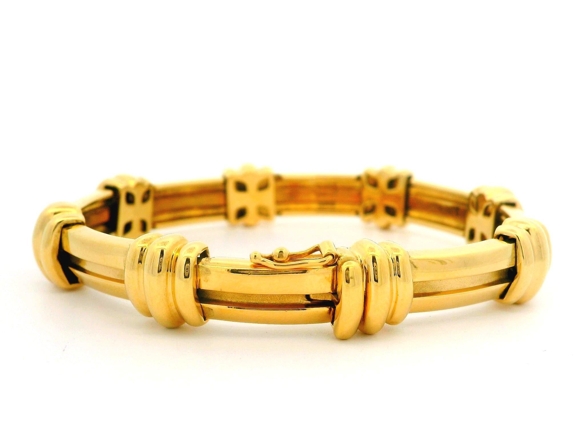 Women's Tiffany & Co. 1995 Atlas 18k Yellow Gold Grooved Geometric Link Bracelet