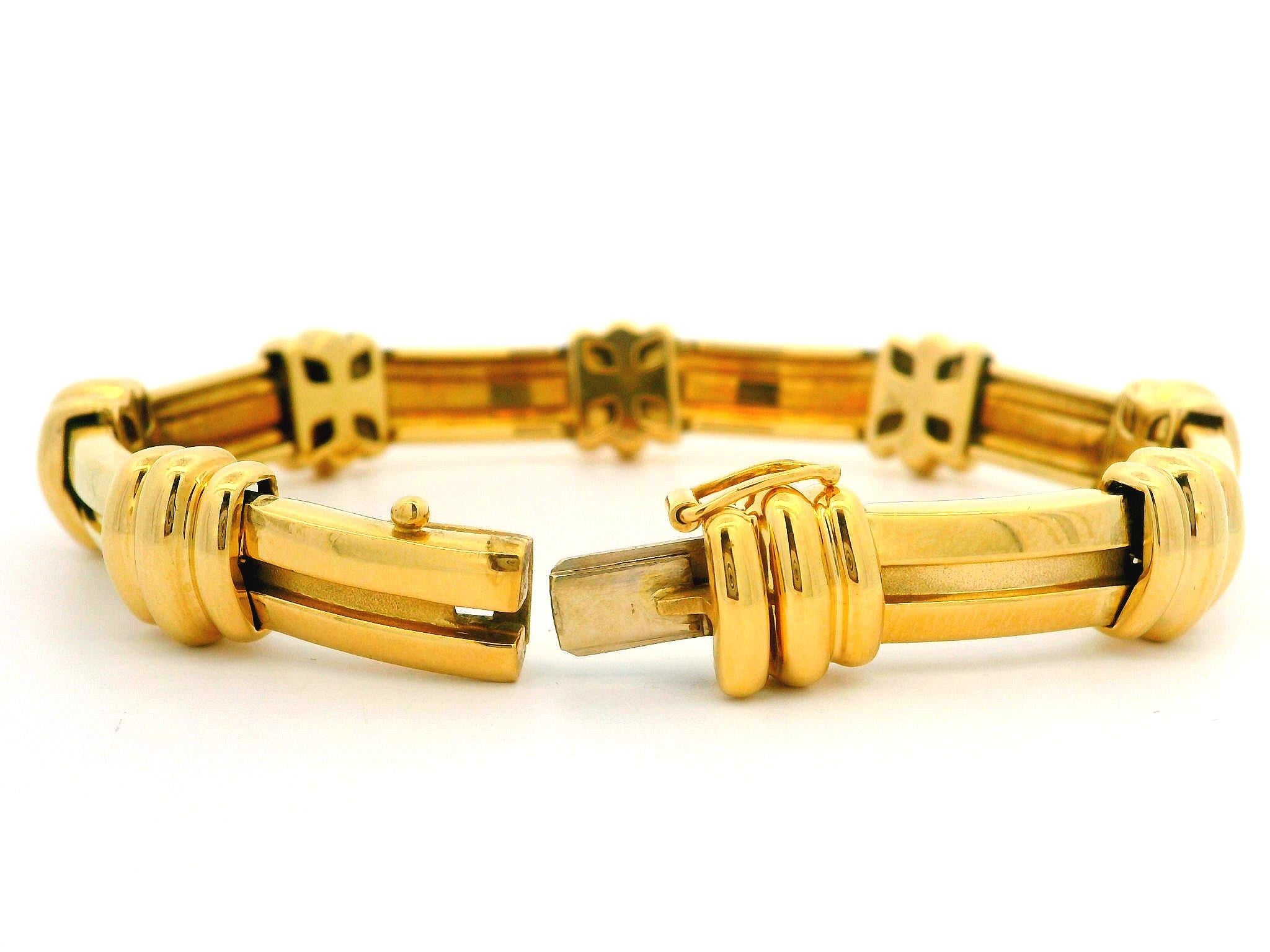 Tiffany & Co. 1995 Atlas 18k Yellow Gold Grooved Geometric Link Bracelet 1