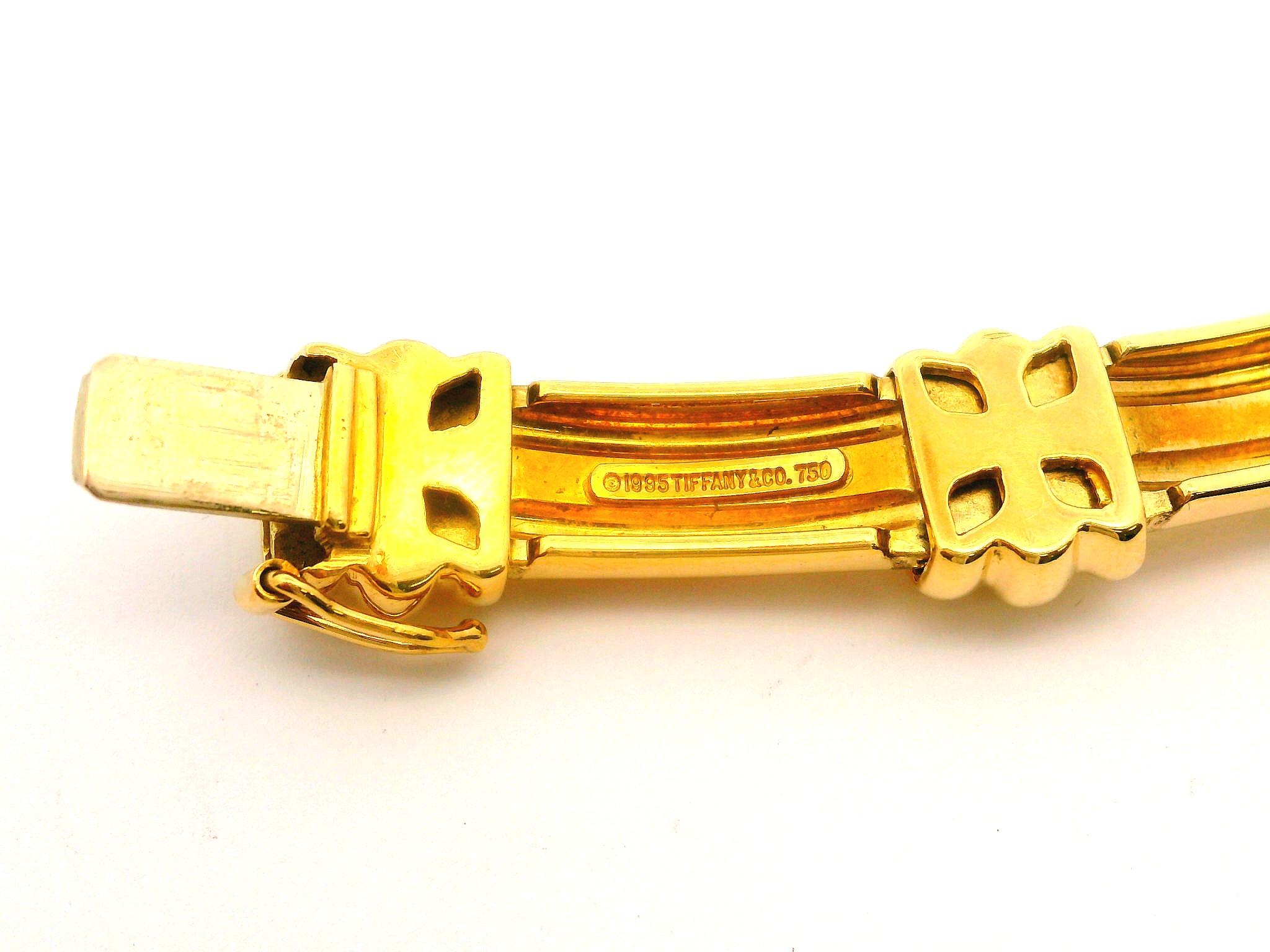Tiffany & Co. 1995 Atlas 18k Yellow Gold Grooved Geometric Link Bracelet 2