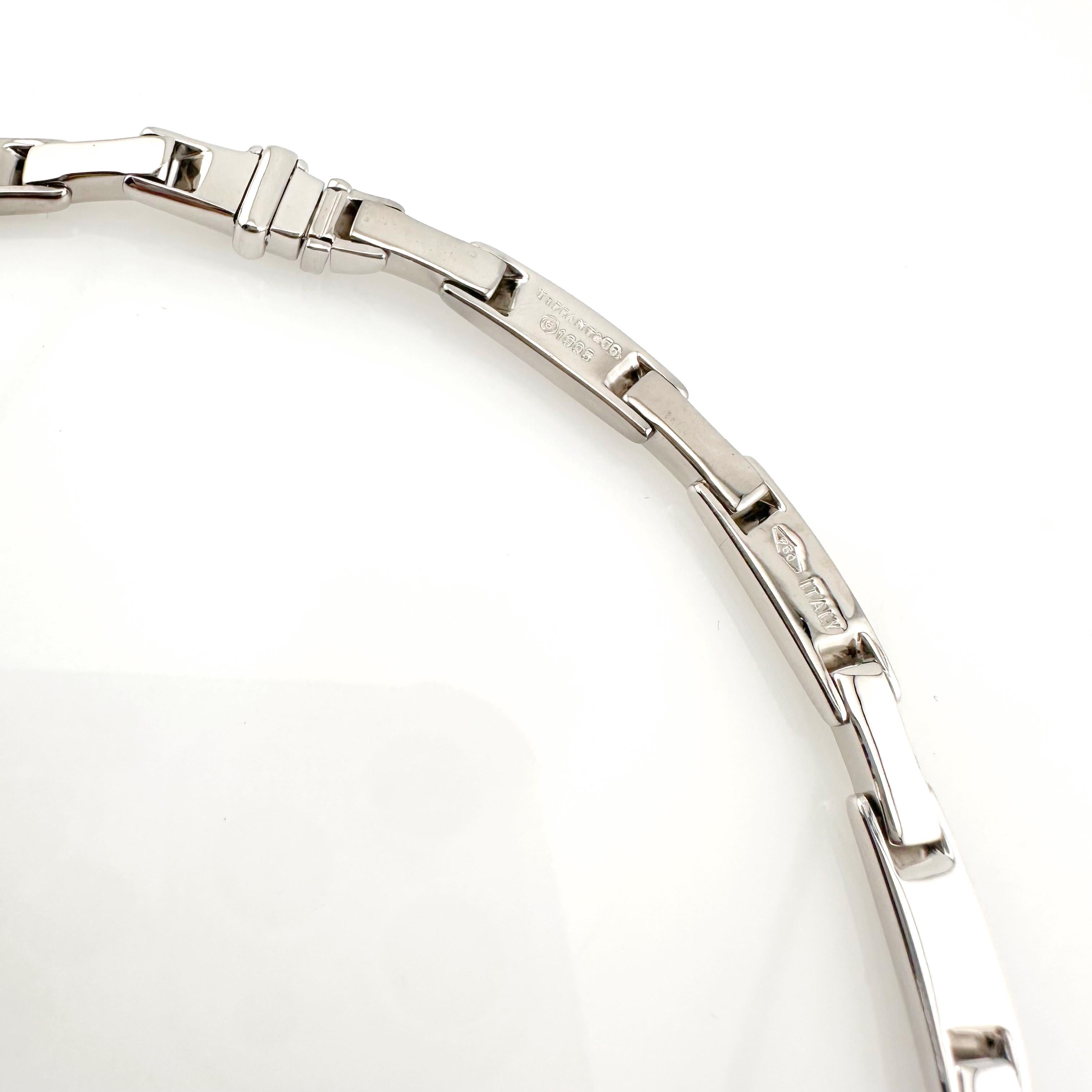Tiffany & Co. 1995 Atlas Bar Link Diamond Necklace in 18k White Gold For Sale 5