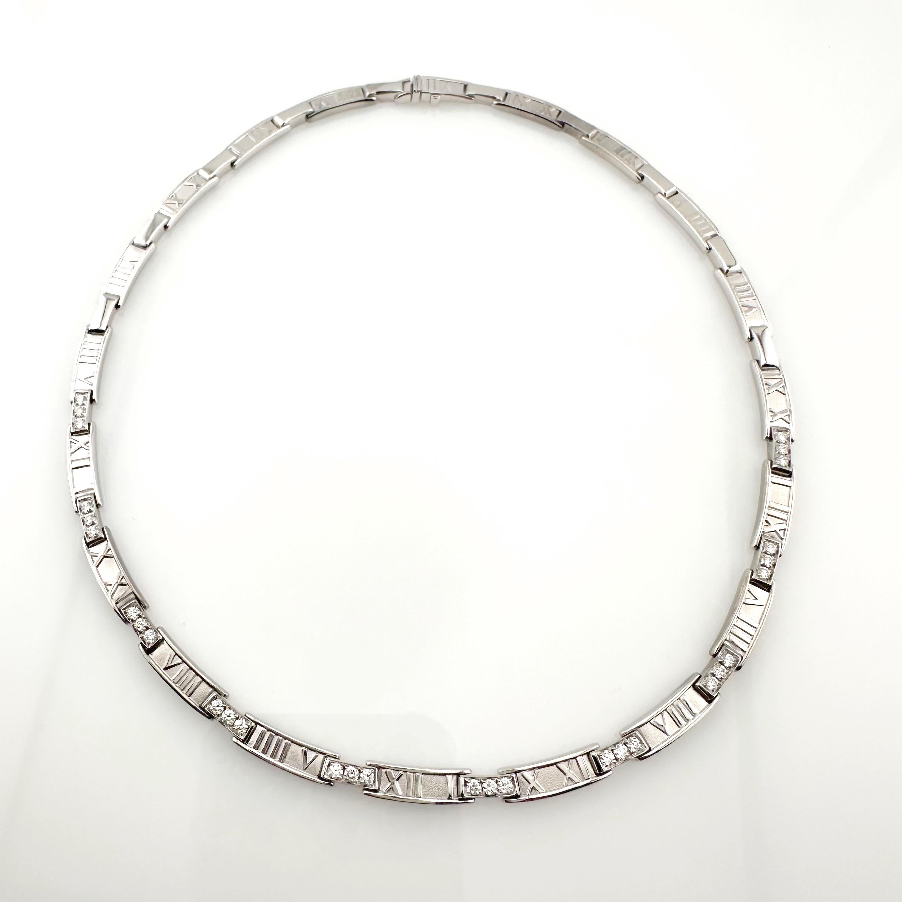 Tiffany & Co. 1995 Atlas Bar Link Diamond Necklace in 18k White Gold For Sale 6