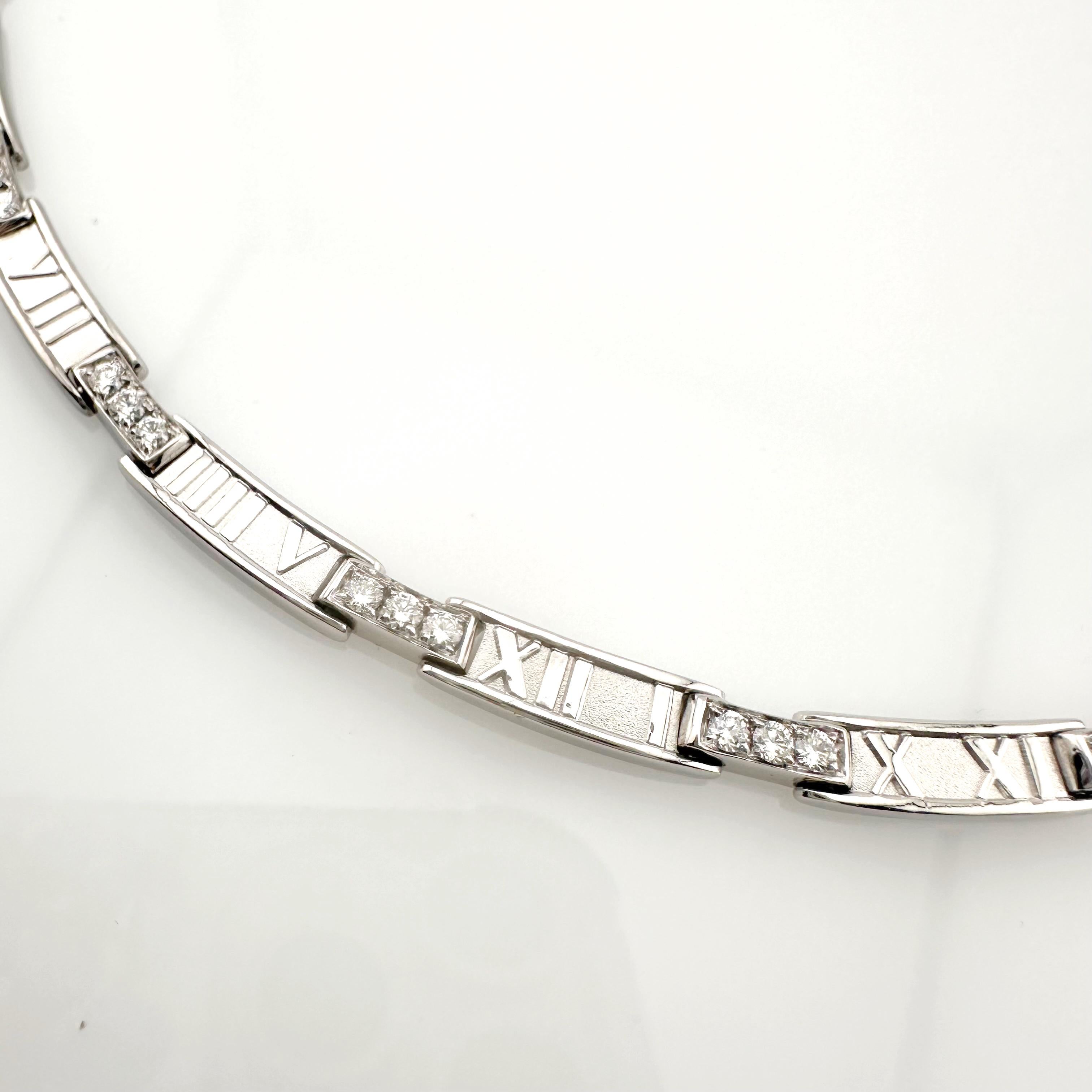 Tiffany & Co. 1995 Atlas Bar Link Diamond Necklace in 18k White Gold For Sale 7