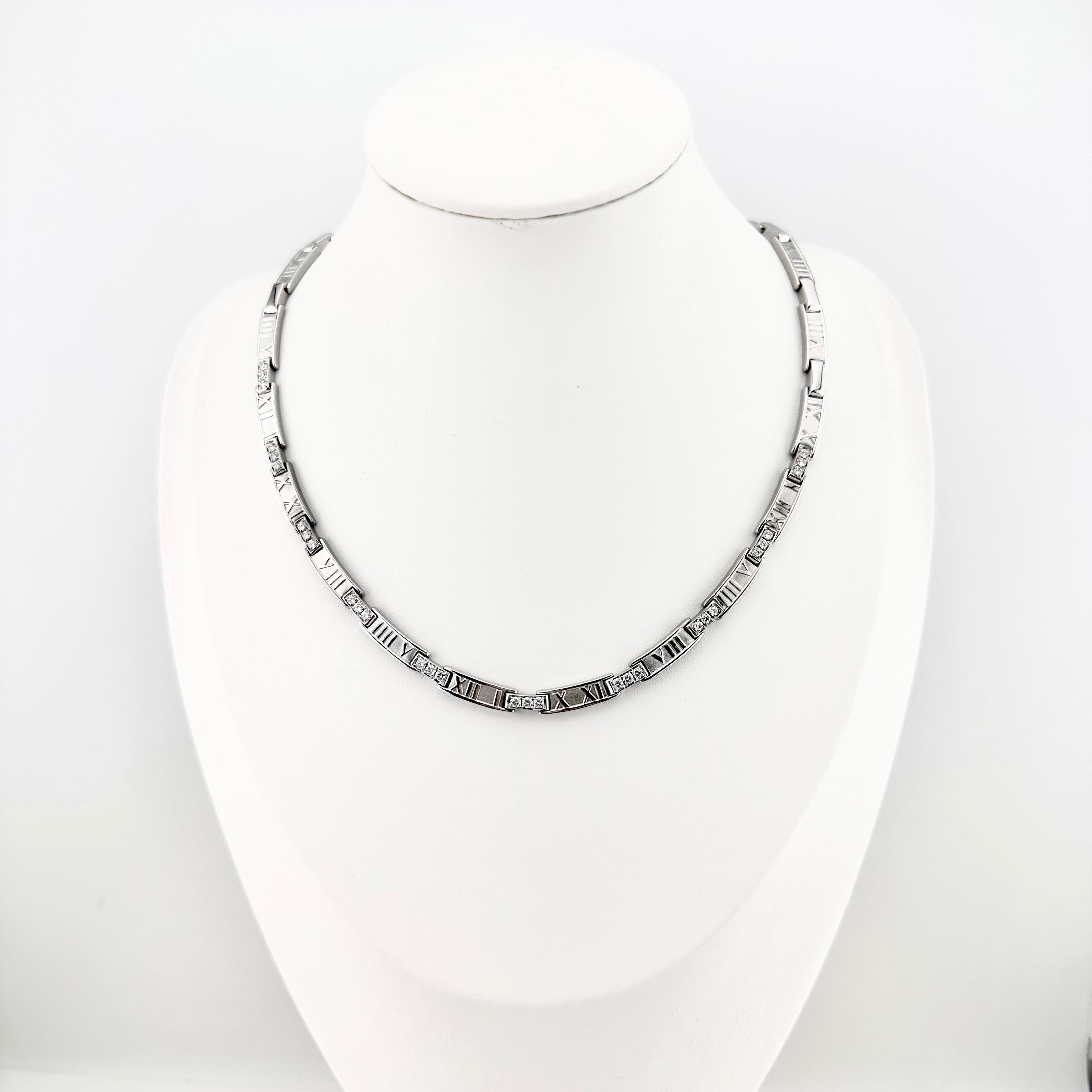 Tiffany & Co. 1995 Atlas Bar Link Diamond Necklace in 18k White Gold For Sale 2