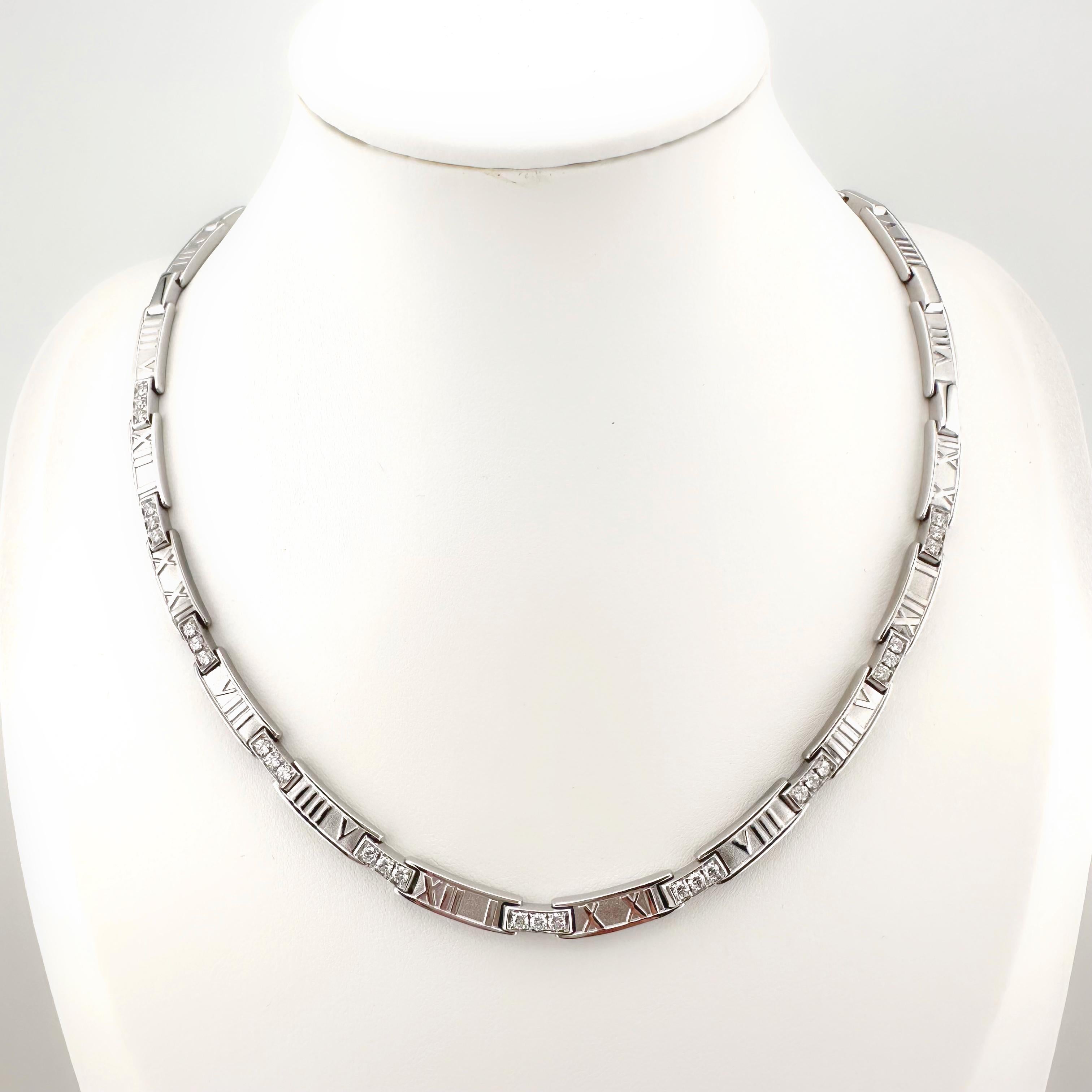 Tiffany & Co. 1995 Atlas Bar Link Diamond Necklace in 18k White Gold For Sale 3