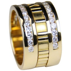 Vintage Tiffany & Co. 1995 Atlas Numeric Diamond Ring 18 Karat Yellow Gold