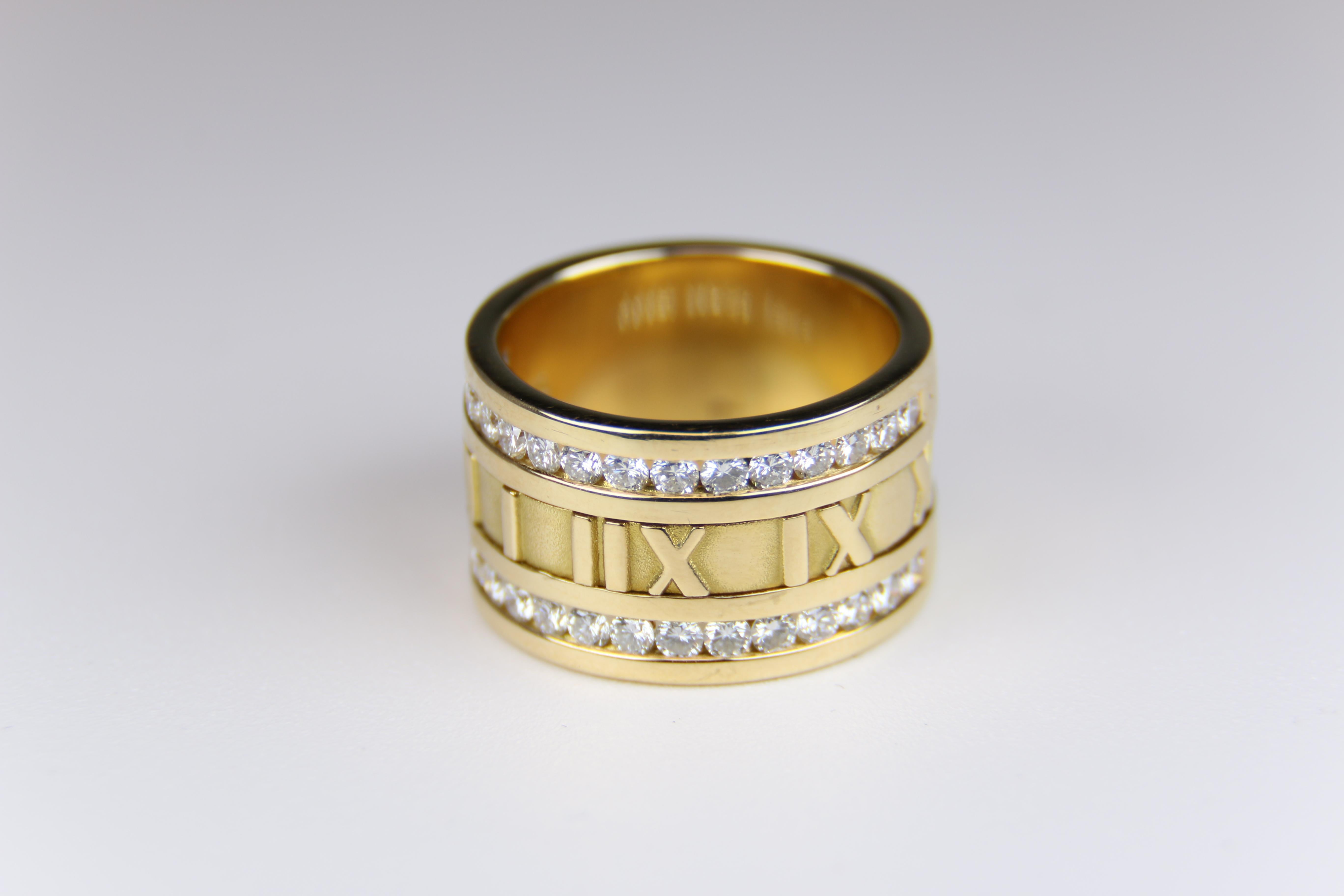 Modern Tiffany & Co. 1995 Atlas Numeric Diamond Ring 18 Karat Yellow Gold