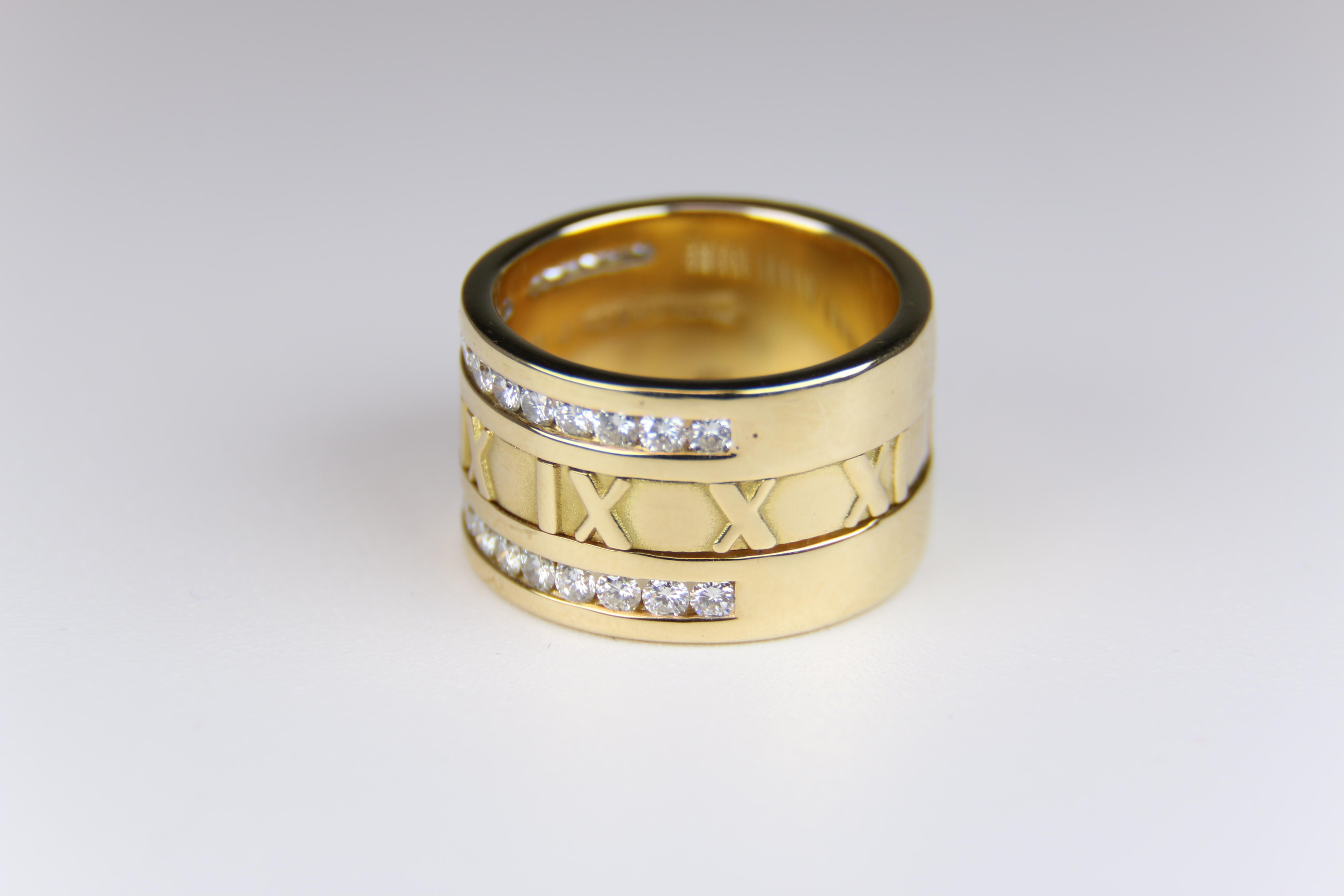 Round Cut Tiffany & Co. 1995 Atlas Numeric Diamond Ring 18 Karat Yellow Gold