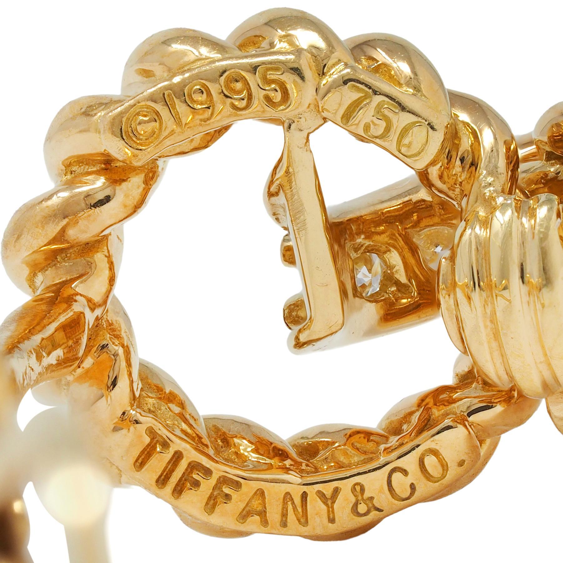 Tiffany & Co. 1995 Diamond 18 Karat Yellow Gold Vintage Twist Ear-Clip Earrings 3