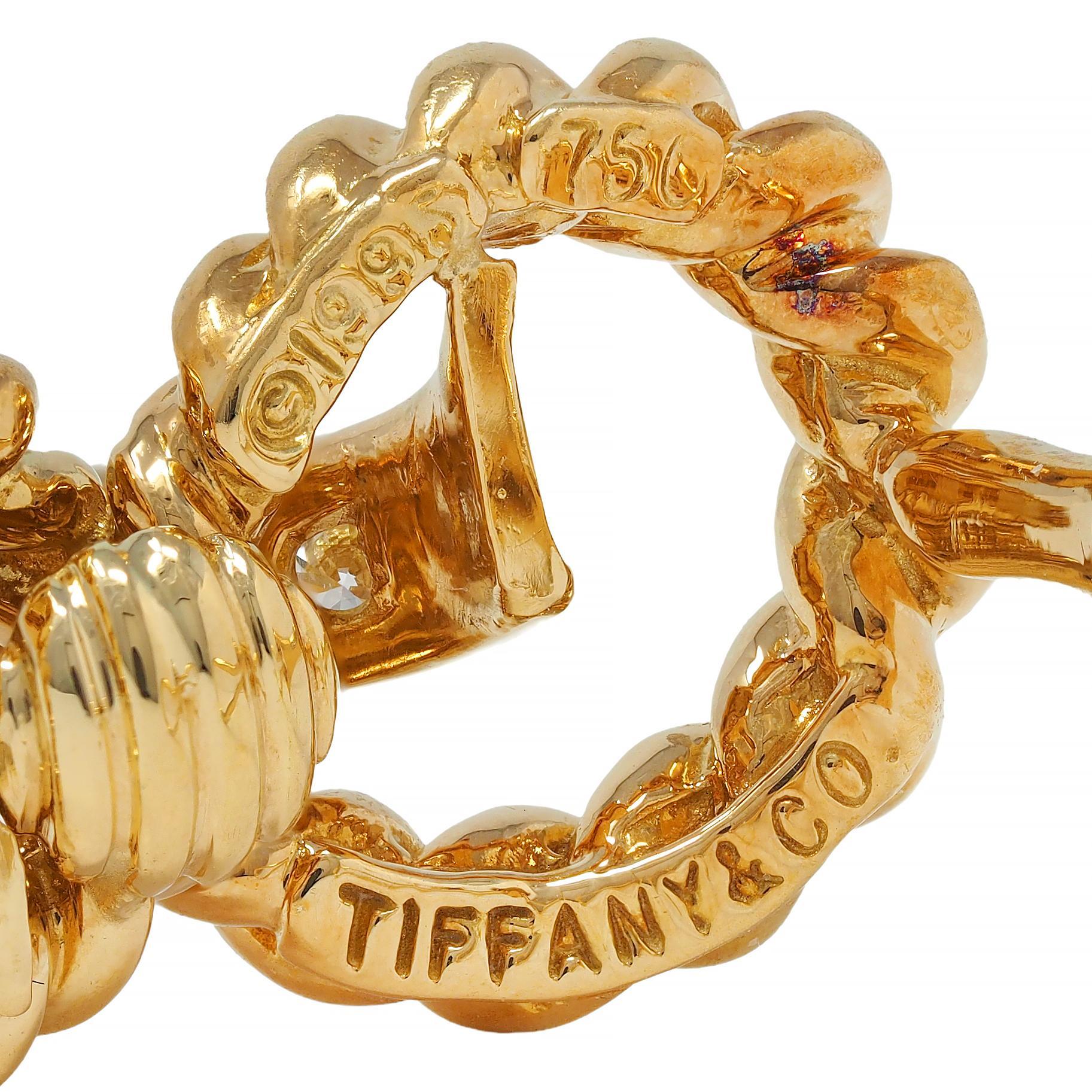 Tiffany & Co. 1995 Diamond 18 Karat Yellow Gold Vintage Twist Ear-Clip Earrings 4