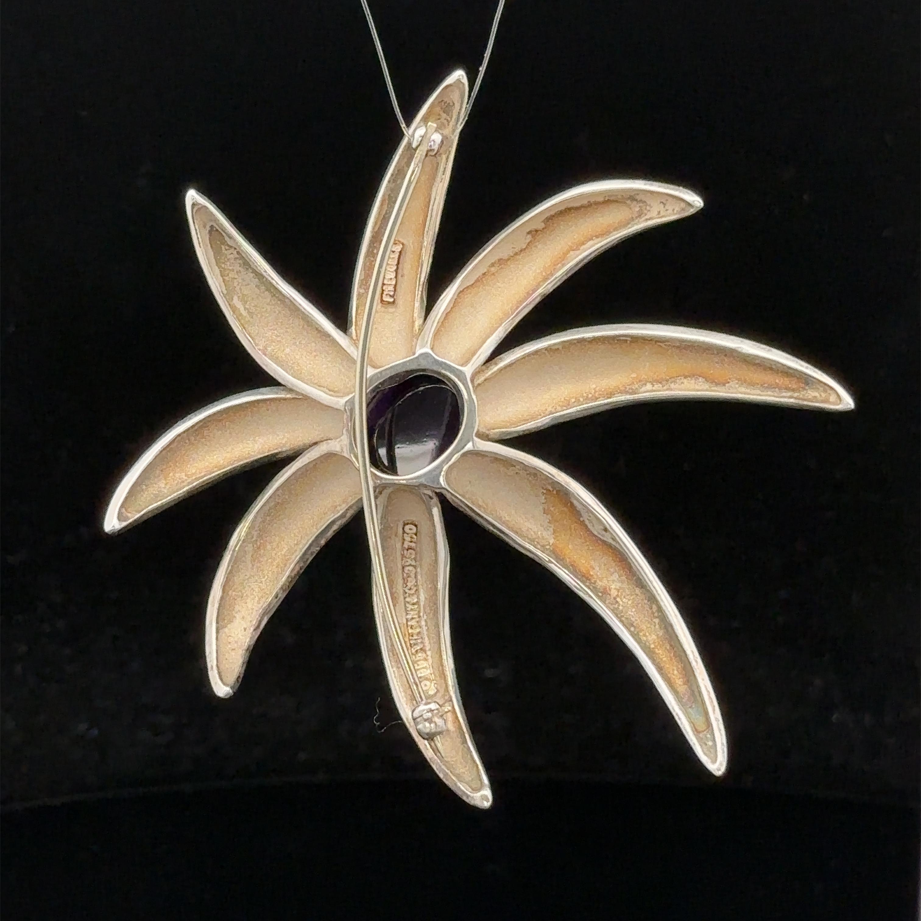 Tiffany & Co. 1995 Fireworks Sterling Silver 18k Gold Amethyst Large Pin Brooch 2
