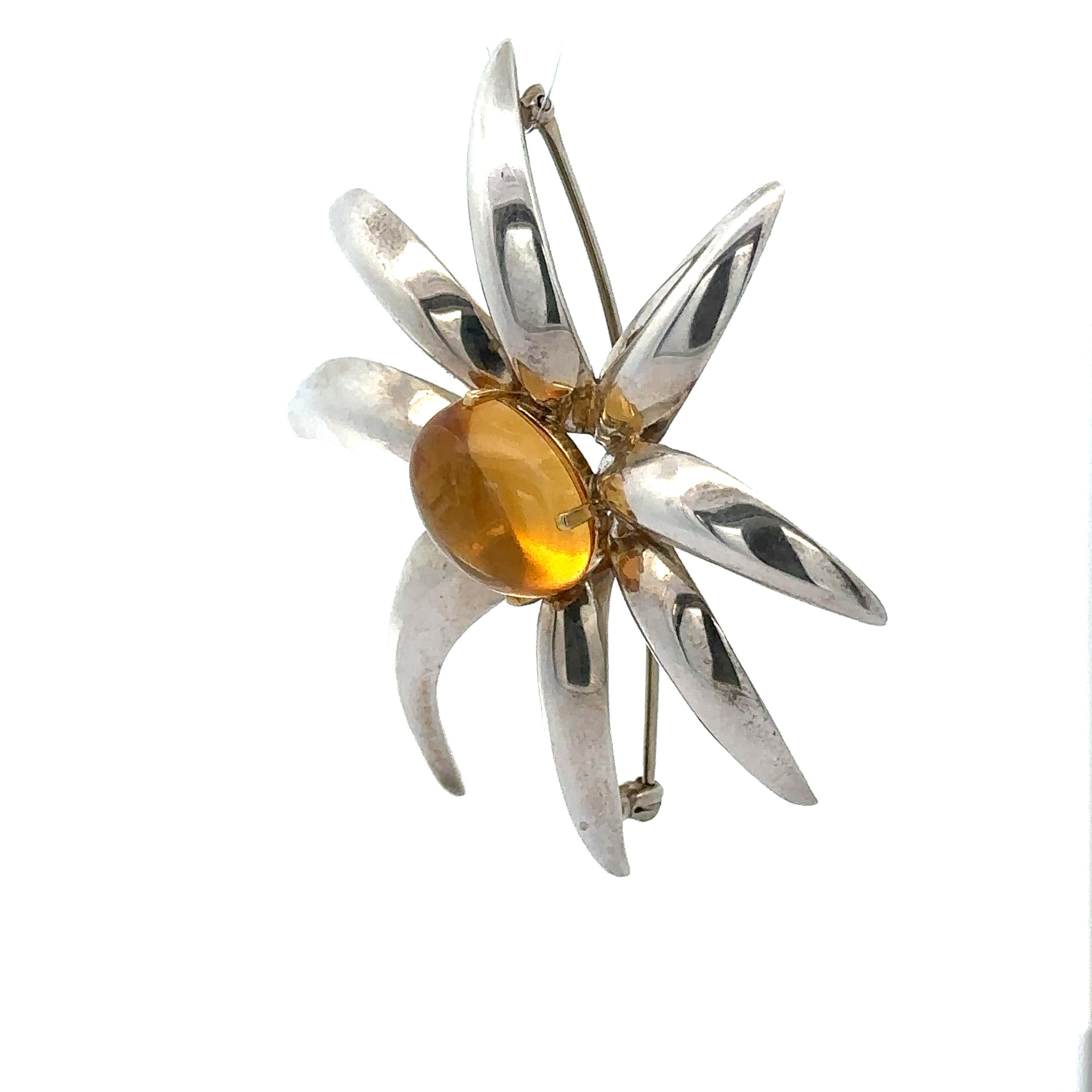 Tiffany & Co. 1995 Fireworks Sterling Silver 18k Gold Citrine Large Pin Brooch 5
