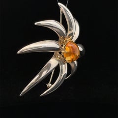 Tiffany & Co. 1995 Fireworks Sterling Silver 18k Gold Citrine Large Pin Brooch