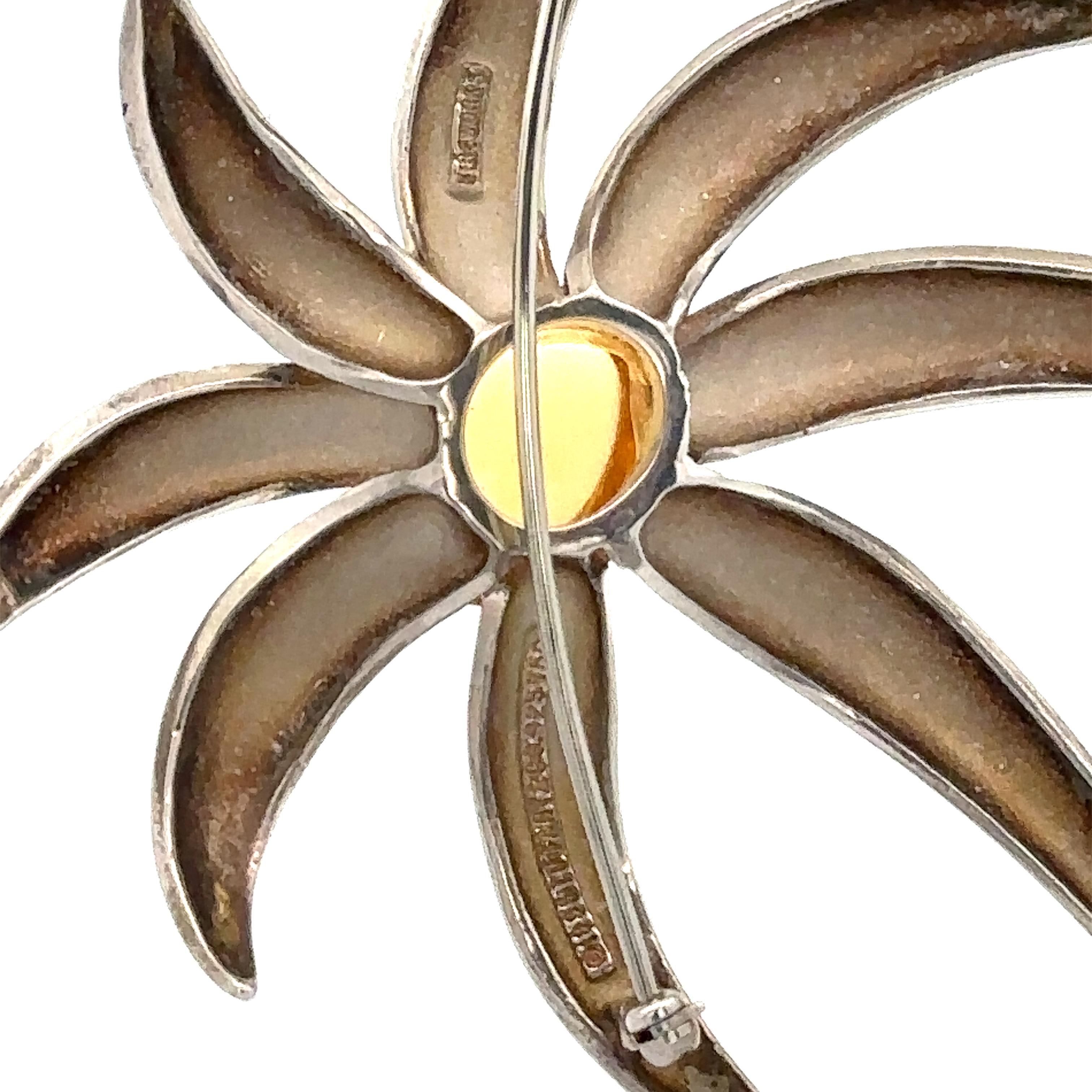 Tiffany & Co. 1995 Fireworks Sterling Silver 18k Gold Citrine Large Pin Brooch 2