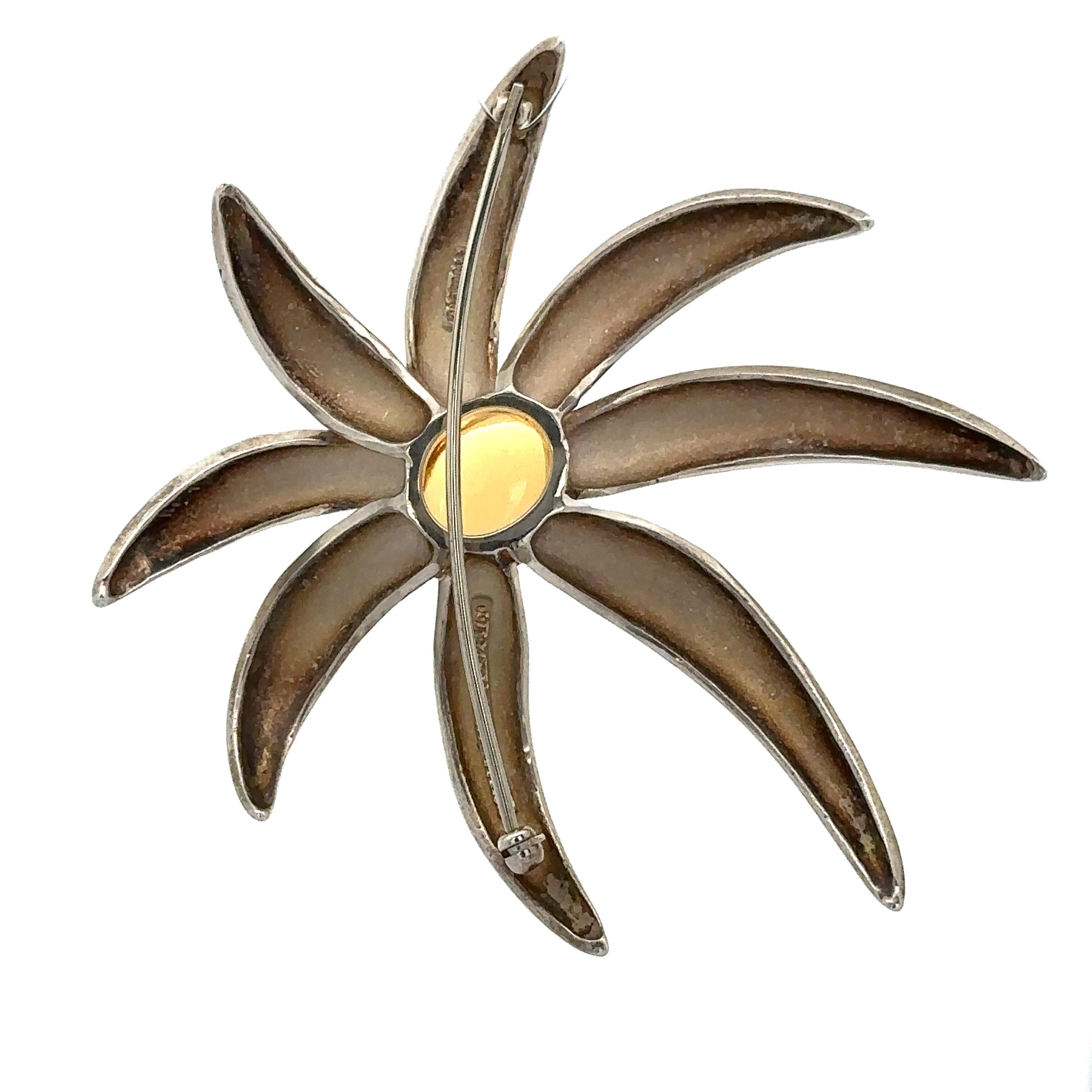 Tiffany & Co. 1995 Fireworks Sterling Silver 18k Gold Citrine Large Pin Brooch 3