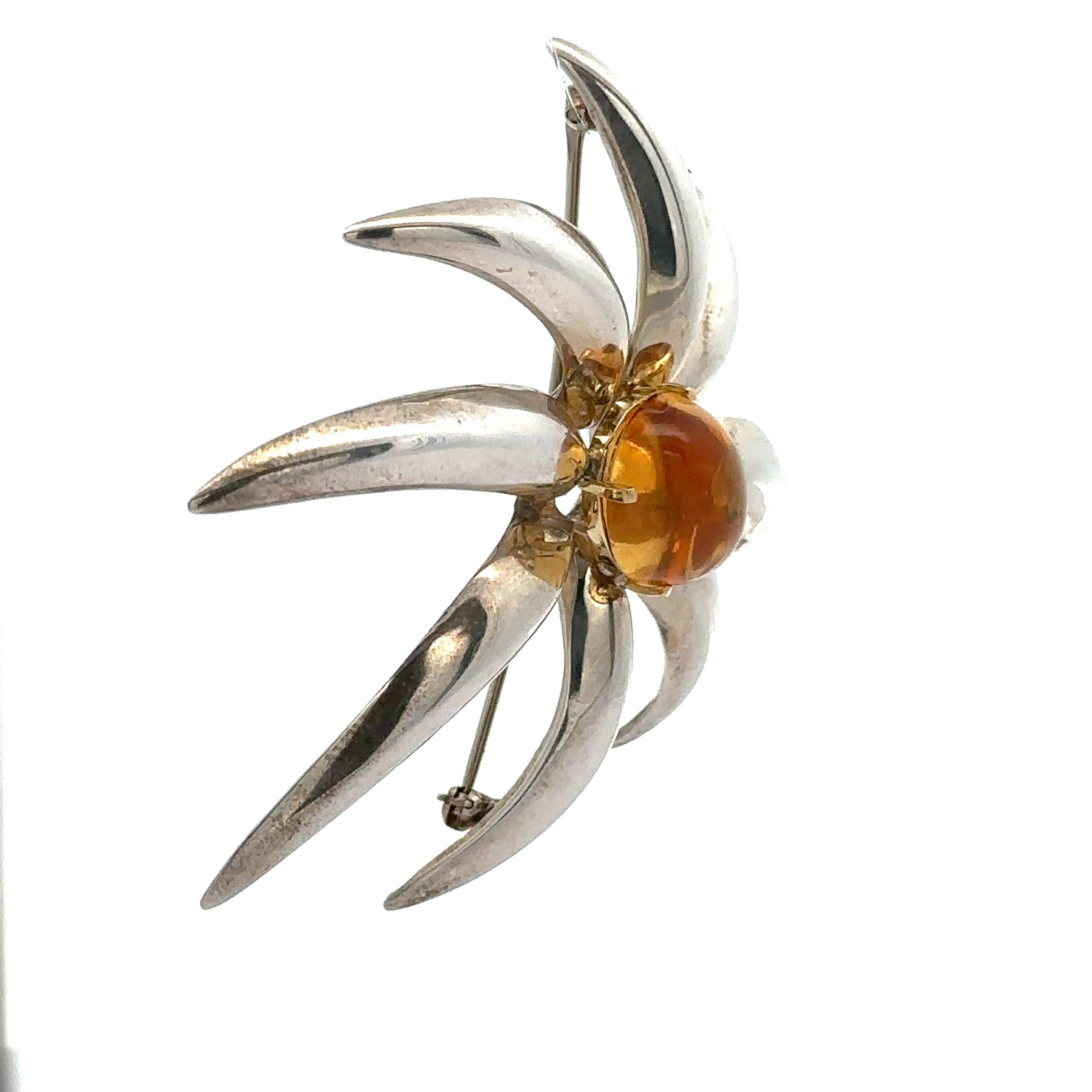 Tiffany & Co. 1995 Fireworks Sterling Silver 18k Gold Citrine Large Pin Brooch 4
