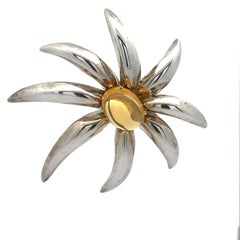 Tiffany & Co. 1995 Fireworks Sterling Silver 18k Gold Citrine Large Pin Brooch