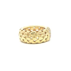 Tiffany & Co. 1995 Vannerie Basket Weave 18K Gold 0.56ctw F VS Diamond Band Ring