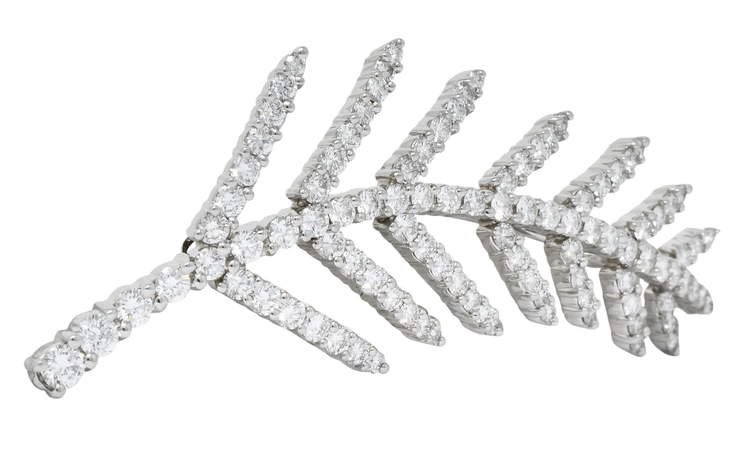 Contemporary Tiffany & Co. 1996 3.50 Carat Diamond Platinum Branch Leaf Brooch