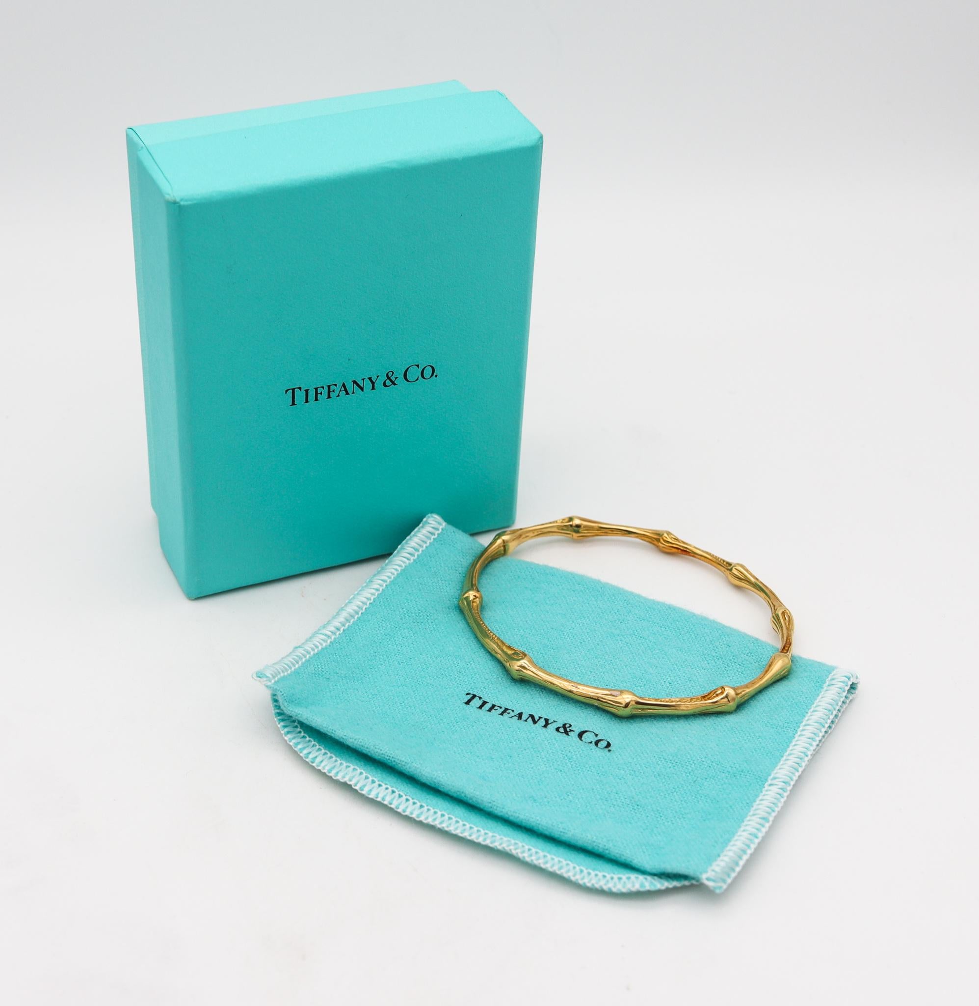 Modern Tiffany & Co. 1996 Bamboo Slider Bangle Bracelet in Solid 18kt Yellow Gold