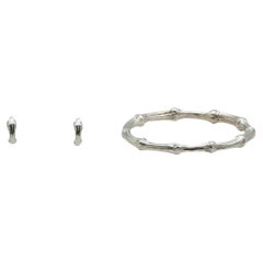 Tiffany & Co. 1996 Sterling Silver Bamboo Bracelet and Earrings Set